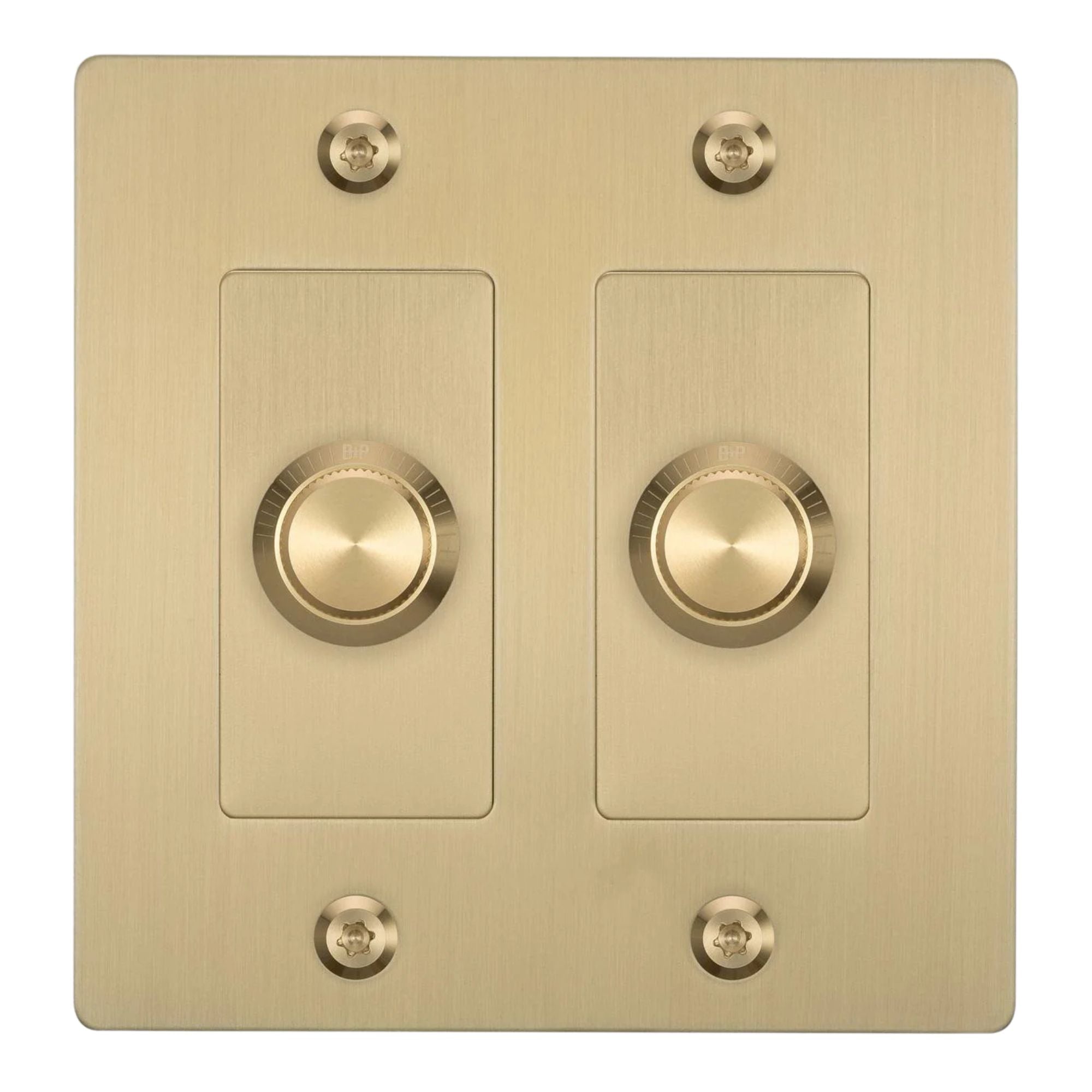 Buster + Punch NDK-424306 Linear 2-Gang LED Dimmer Without Logo, 250W, Rotary, Brass