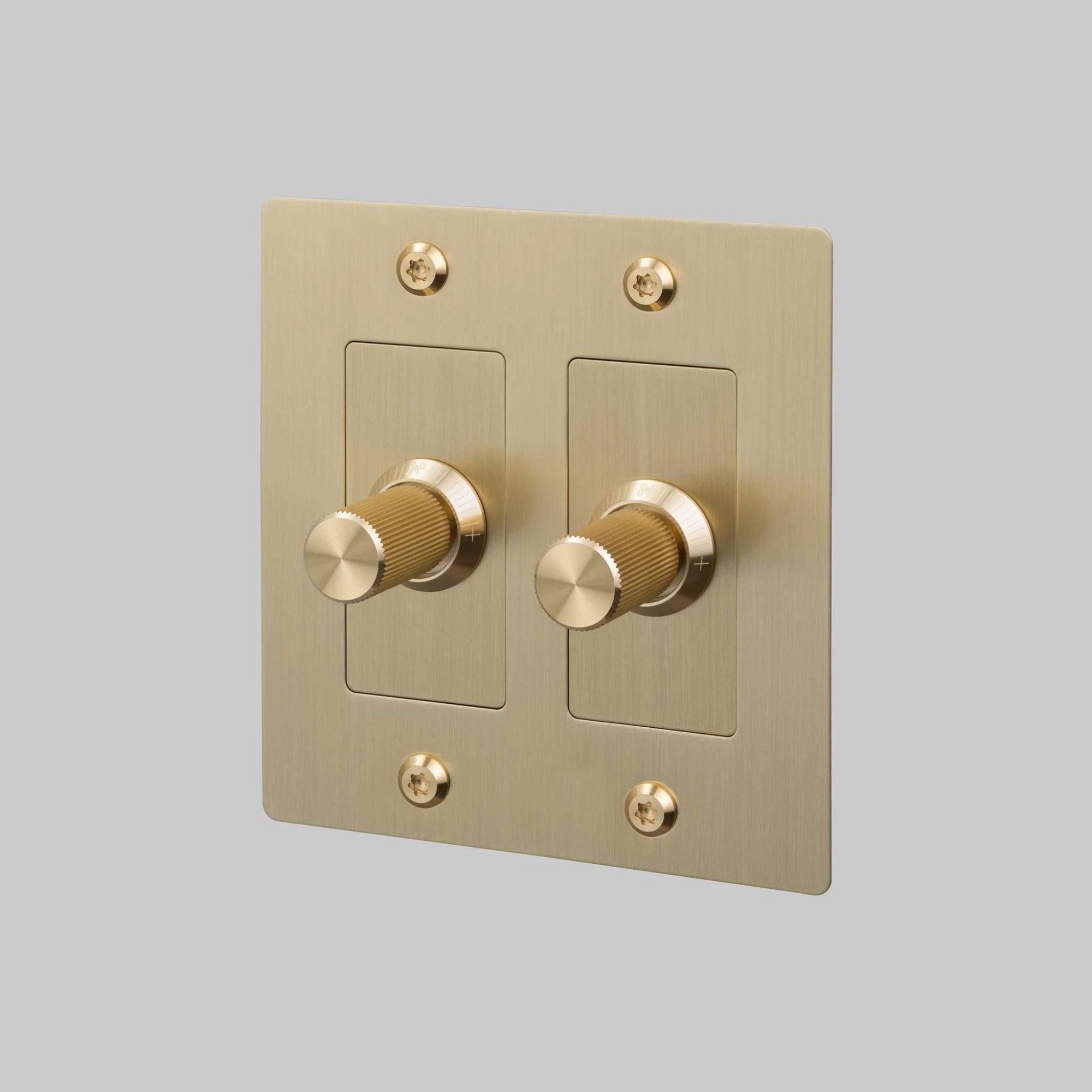 Buster + Punch NDK-424306 Linear 2-Gang LED Dimmer Without Logo, 250W, Rotary, Brass
