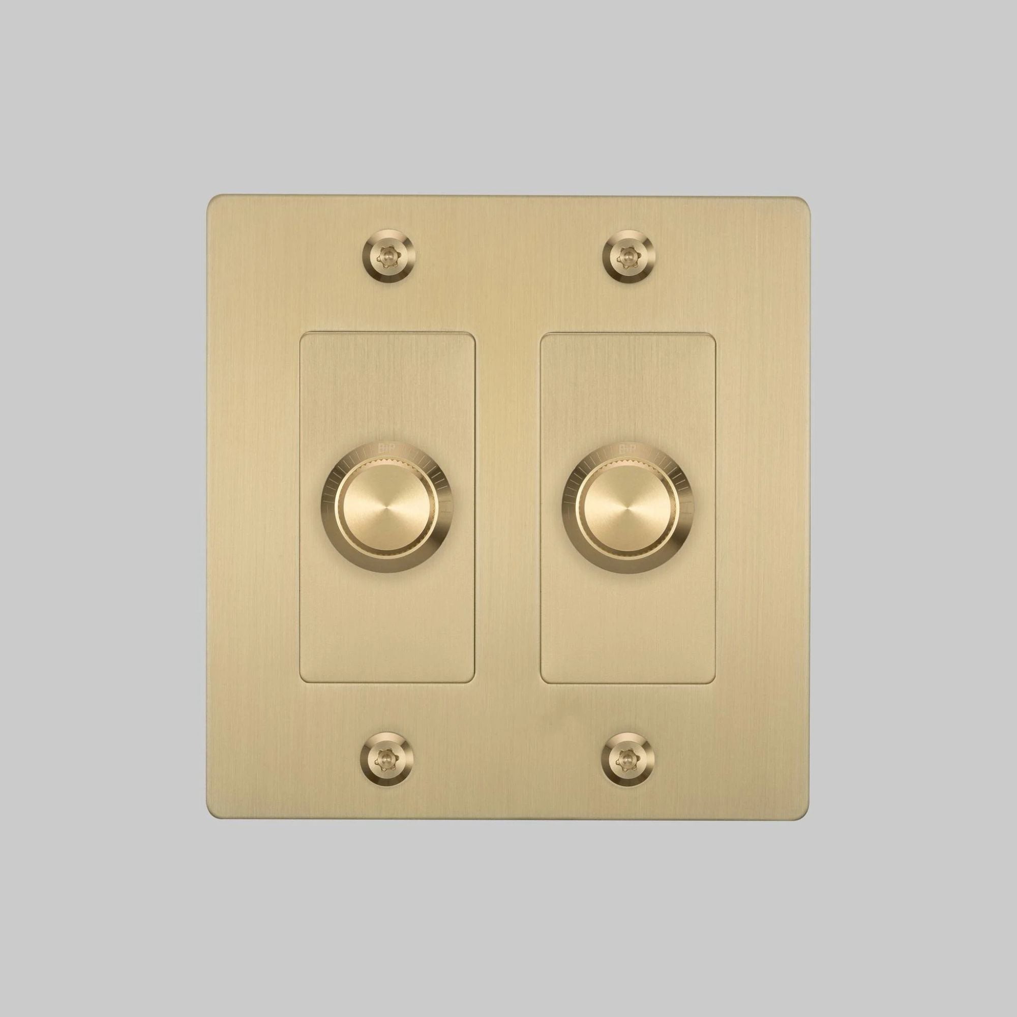 Buster + Punch NDK-424306 Linear 2-Gang LED Dimmer Without Logo, 250W, Rotary, Brass