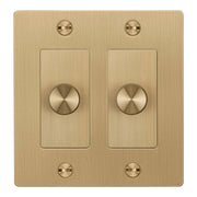 Buster + Punch NDK-424311 Cross 2-Gang LED Dimmer With Logo, 250W, Rotary, Brass