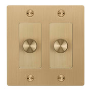 Buster + Punch NDK-424316 Cross 2-Gang LED Dimmer Without Logo, 250W, Rotary, 120V, Brass