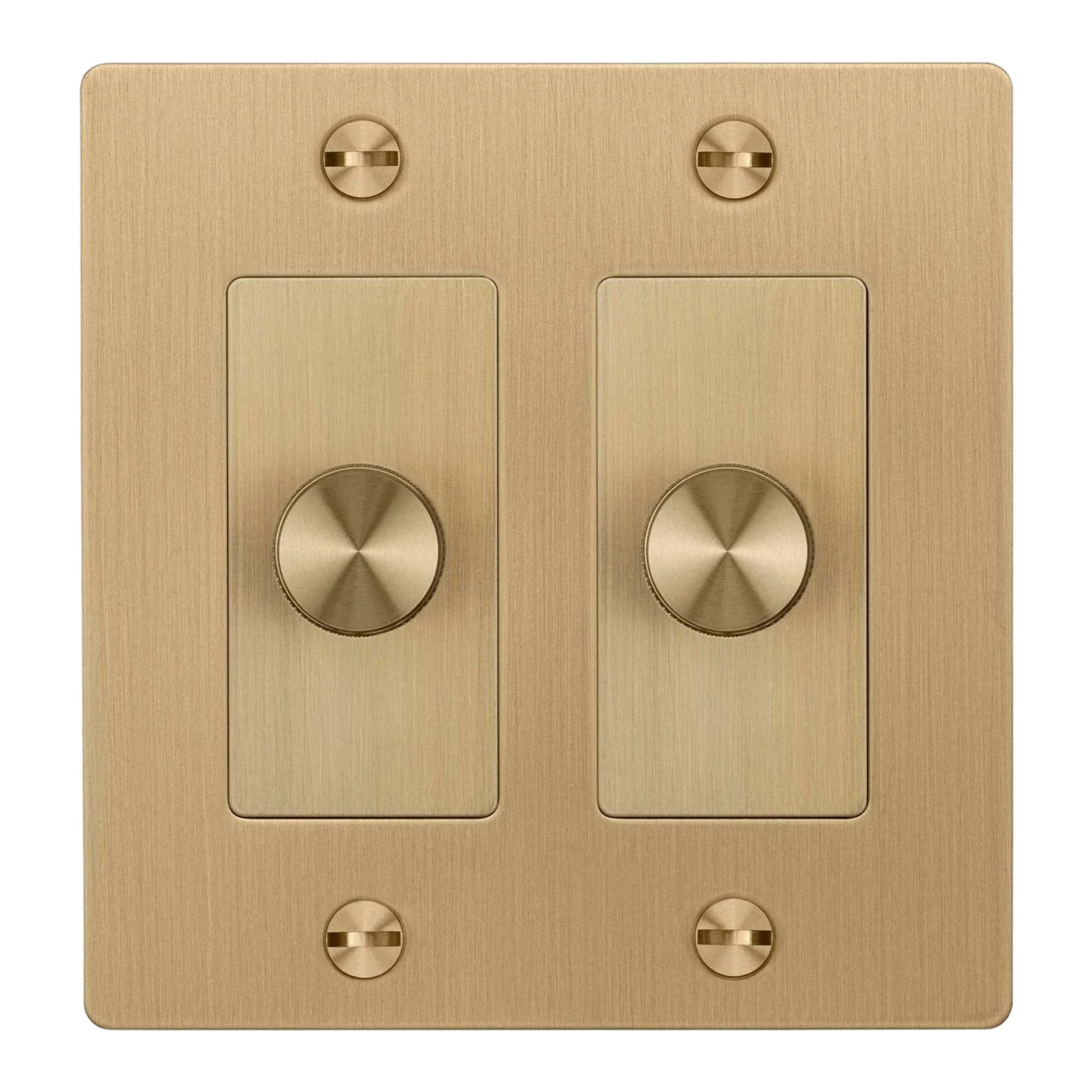 Buster + Punch NDK-424316 Cross 2-Gang LED Dimmer Without Logo, 250W, Rotary, 120V, Brass