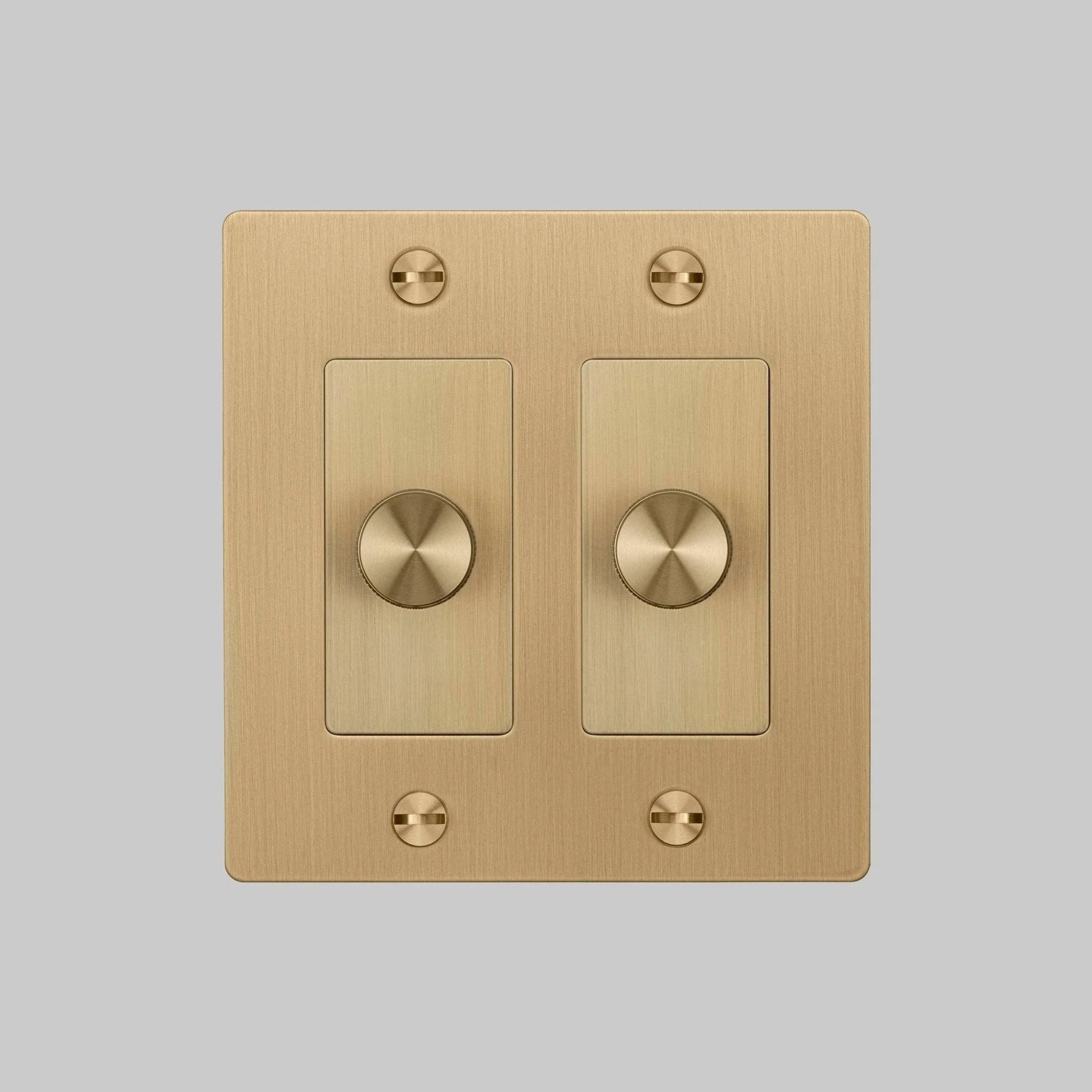 Buster + Punch NDK-424316 Cross 2-Gang LED Dimmer Without Logo, 250W, Rotary, 120V, Brass