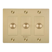 Buster + Punch NDK-424321 Linear 3-Gang LED Dimmer With Logo, 250W, Rotary, Brass