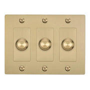 Buster + Punch NDK-424326 Linear 3-Gang LED Dimmer Without Logo, 250W, Rotary, Brass