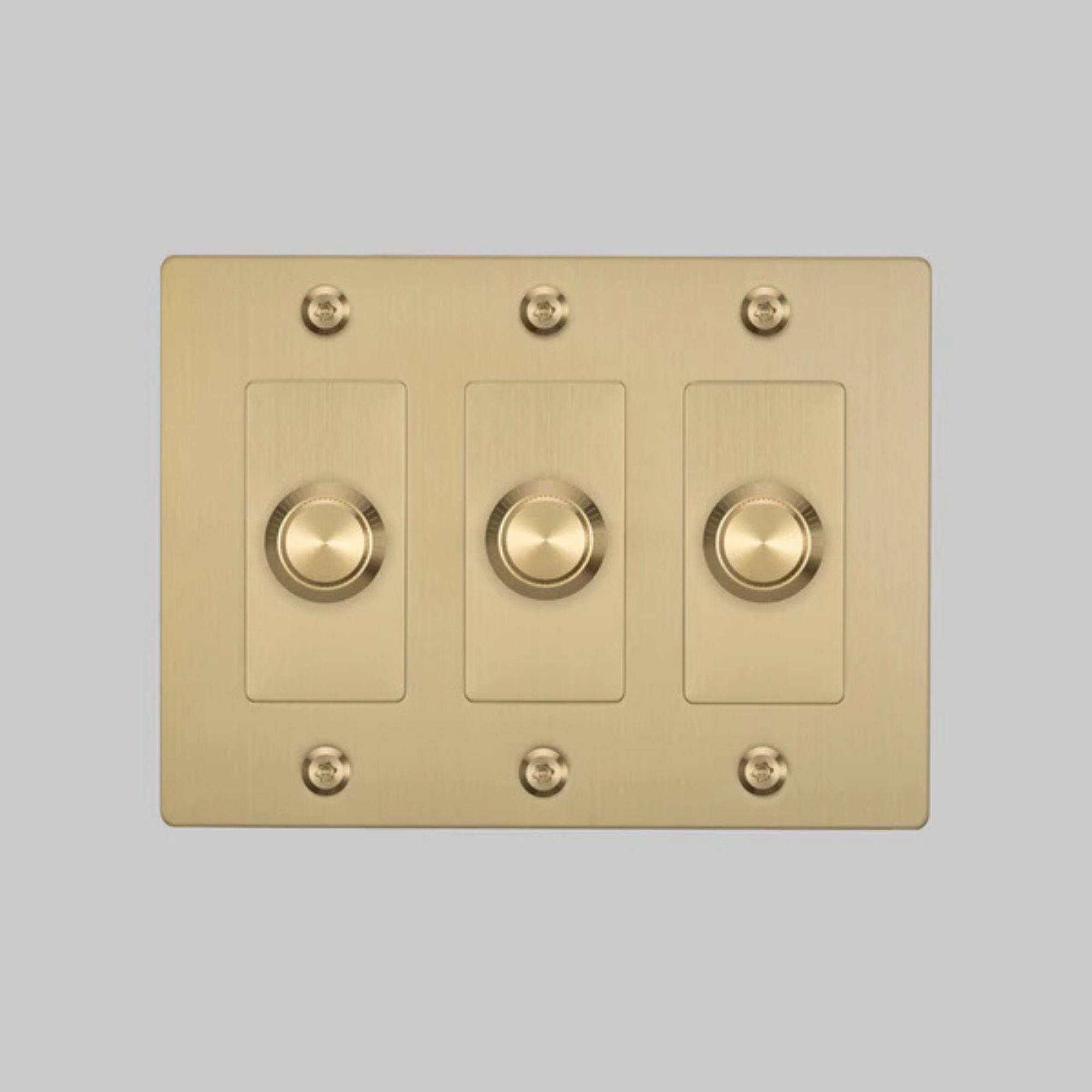 Buster + Punch NDK-424326 Linear 3-Gang LED Dimmer Without Logo, 250W, Rotary, Brass