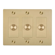 Buster + Punch NDK-424331 Cross 3-Gang LED Dimmer With Logo, 250W, Rotary, Brass