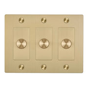 Buster + Punch NDK-424336 Cross 3-Gang LED Dimmer Without Logo, Rotary, 250W, Brass