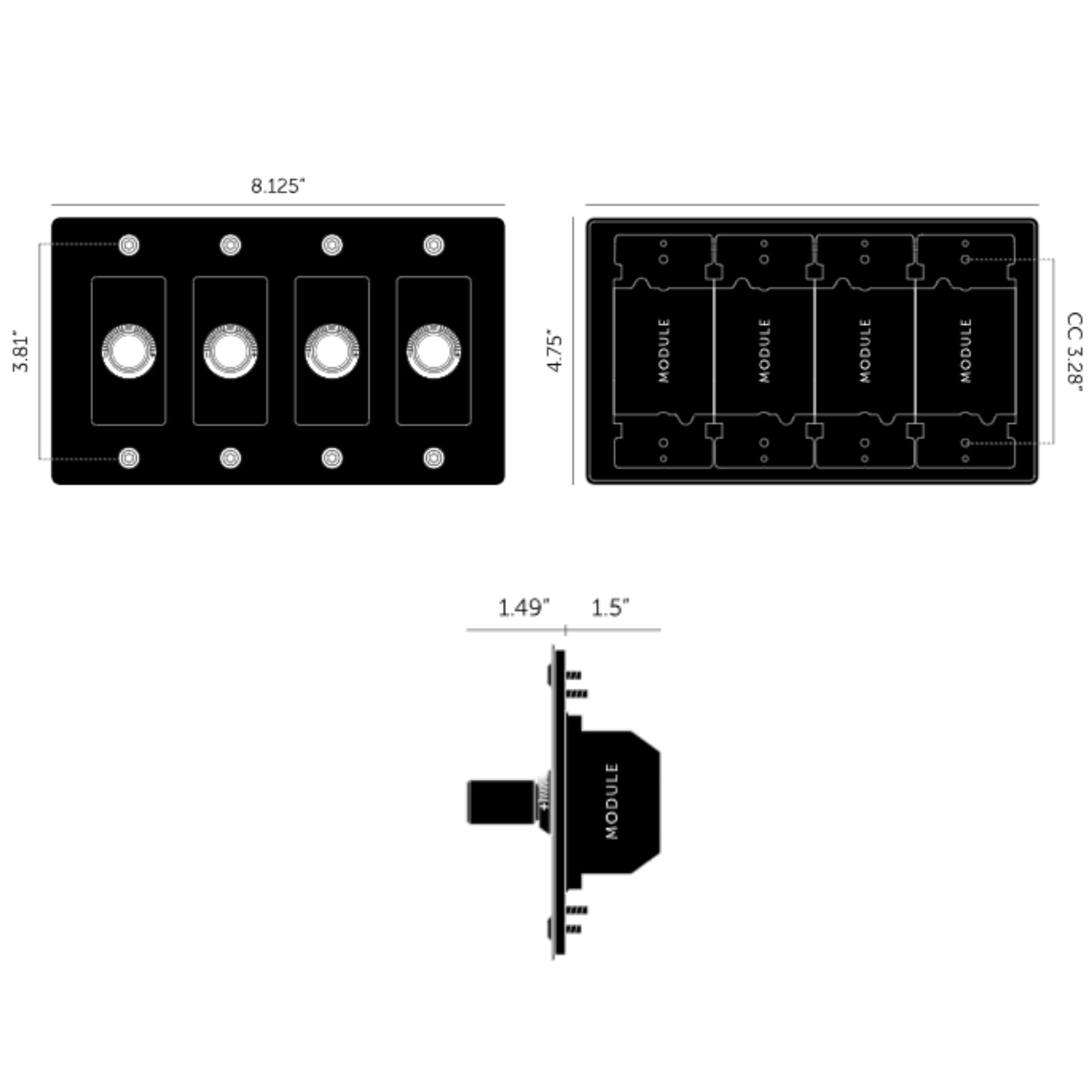 Buster + Punch NDK-424341 Linear 4-Gang LED Dimmer With Logo, 250W, Rotary, Brass
