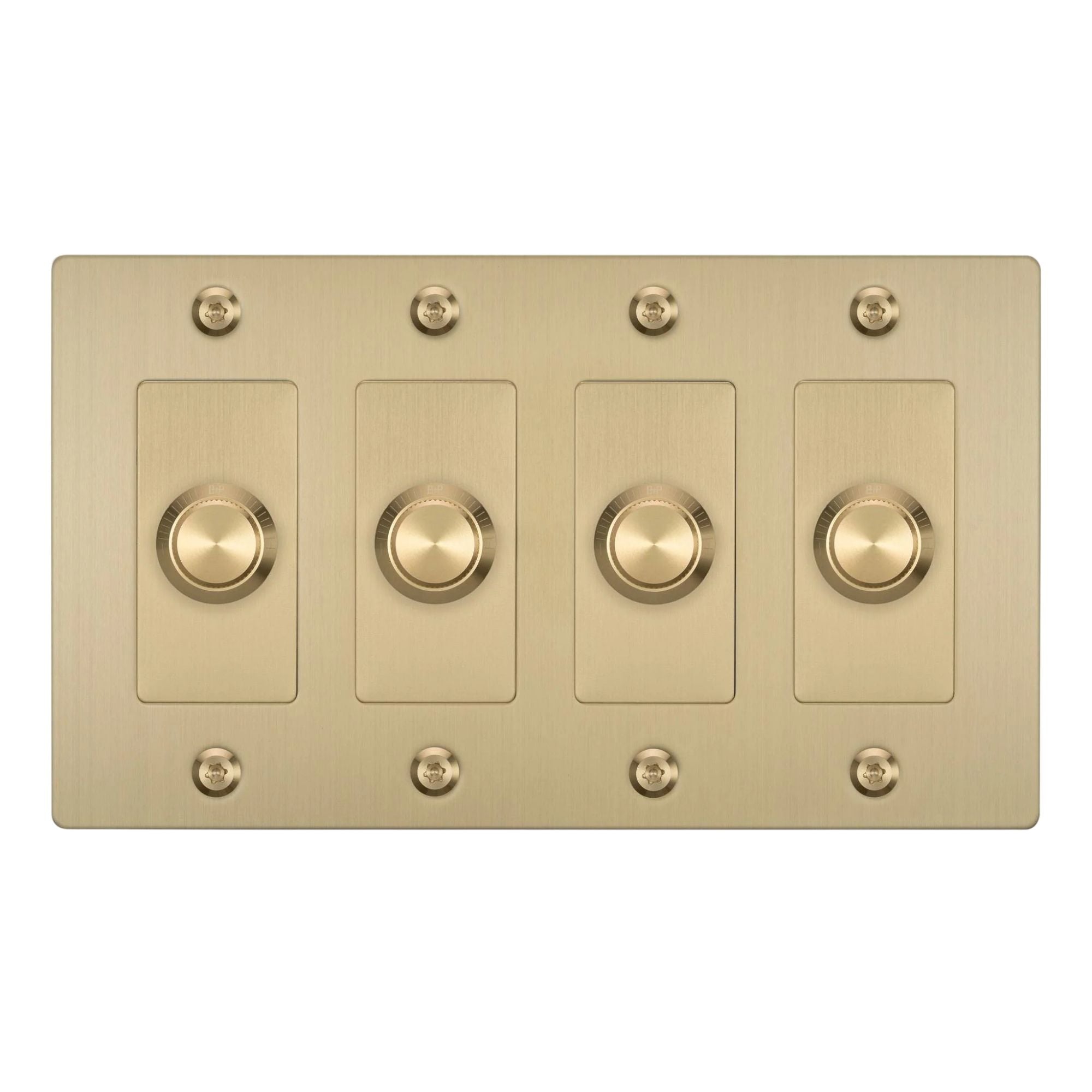 Buster + Punch NDK-424346 Linear 4-Gang LED Dimmer Without Logo, 250W, Rotary, Brass