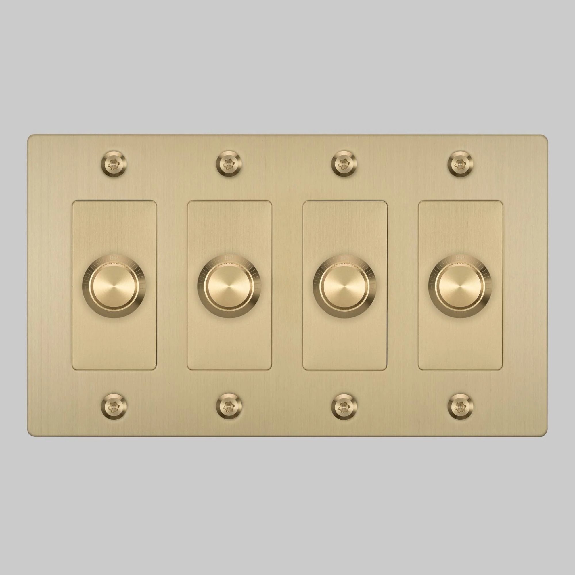 Buster + Punch NDK-424346 Linear 4-Gang LED Dimmer Without Logo, 250W, Rotary, Brass