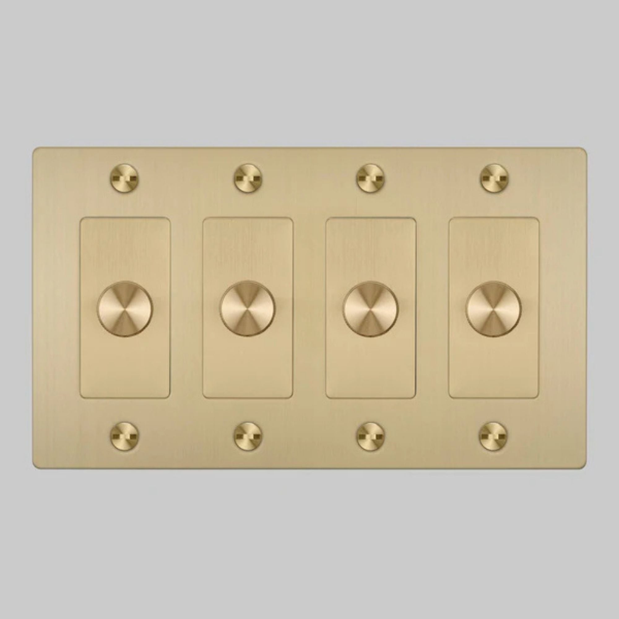 Buster + Punch NDK-424357 Cross 4-Gang LED Dimmer Without Logo, Rotary, 250W, Brass