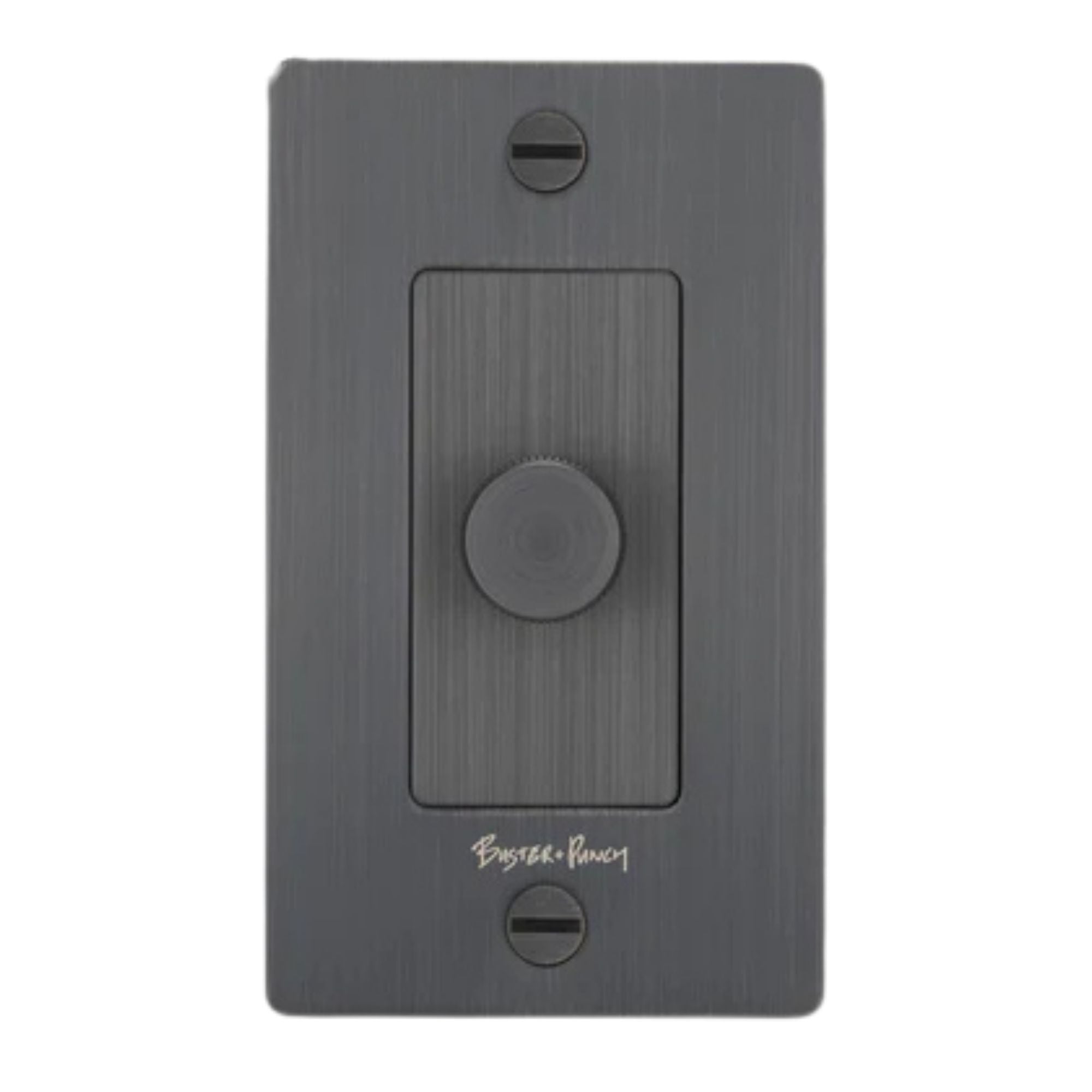 Buster + Punch NDK-454352 Cross 1-Gang LED Dimmer With Logo, 250W, Rotary, Smoked Bronze