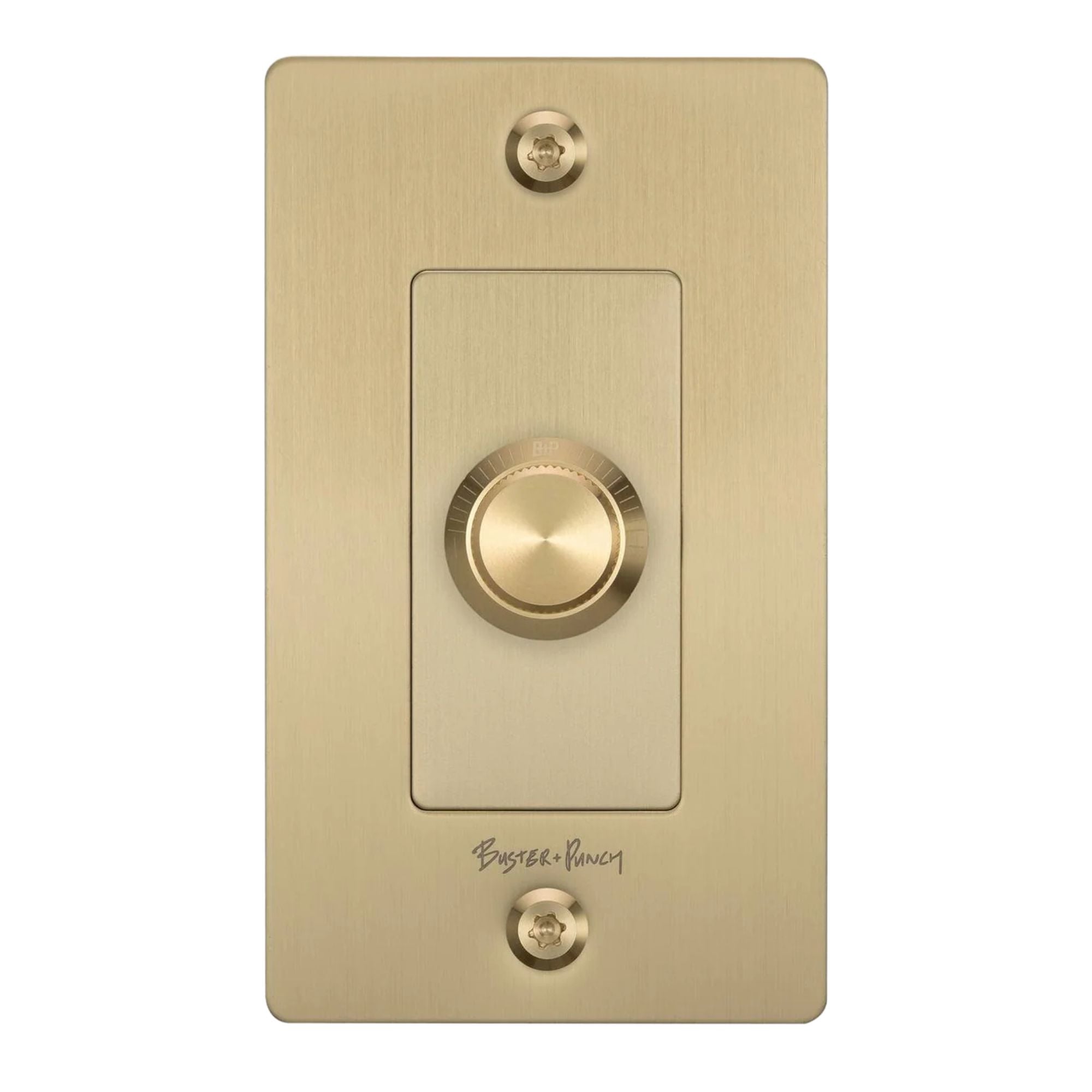 Buster + Punch NDR-054052 Linear 1-Gang LED Dimmer With Logo, Rotary, 250W, Brass