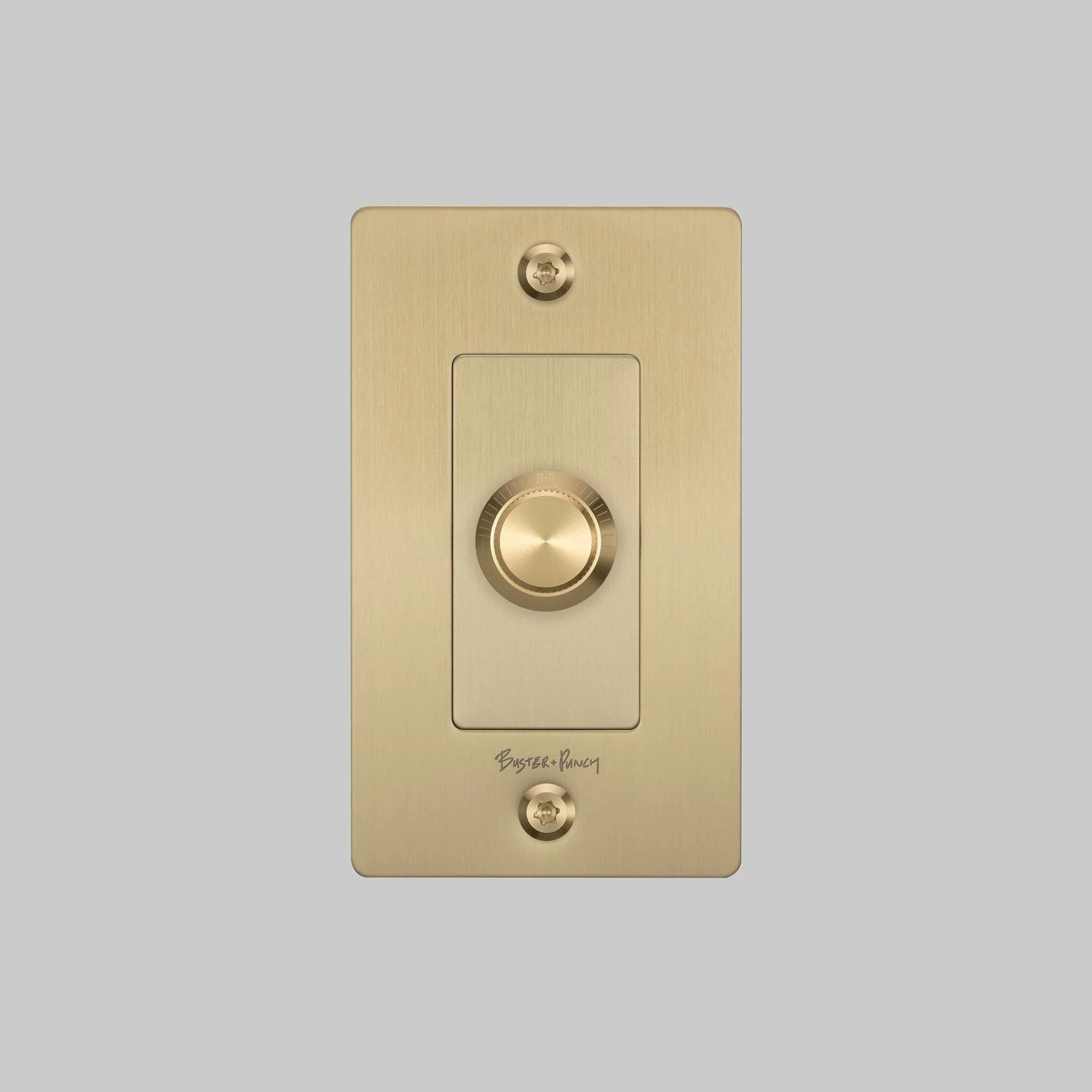 Buster + Punch NDR-054052 Linear 1-Gang LED Dimmer With Logo, Rotary, 250W, Brass