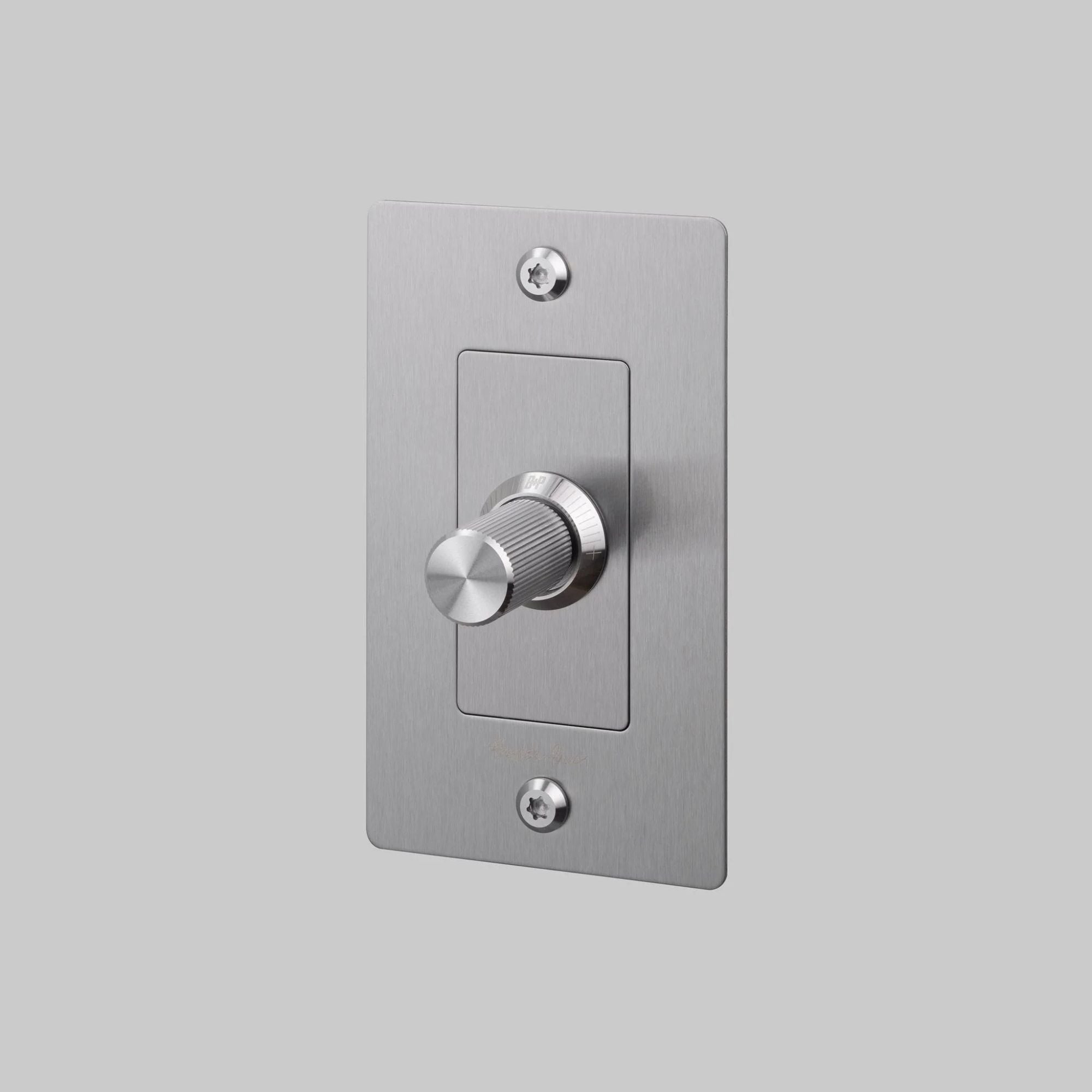 Buster + Punch NDR-074054 Linear 1-Gang LED Dimmer With Logo, Rotary, 250W, Steel