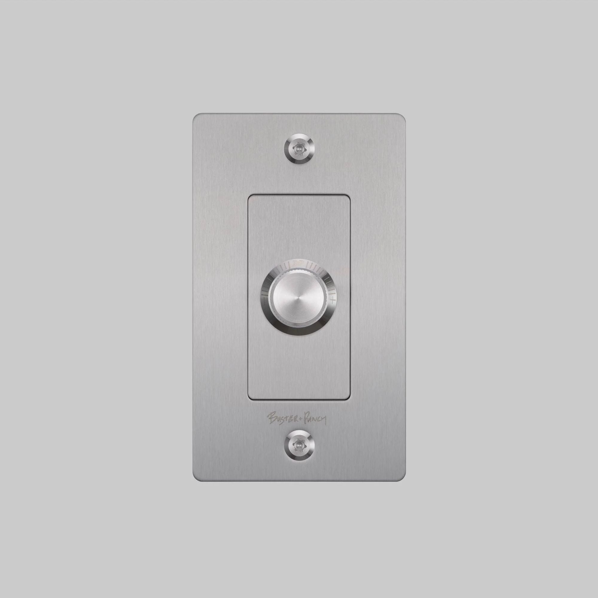 Buster + Punch NDR-074054 Linear 1-Gang LED Dimmer With Logo, Rotary, 250W, Steel