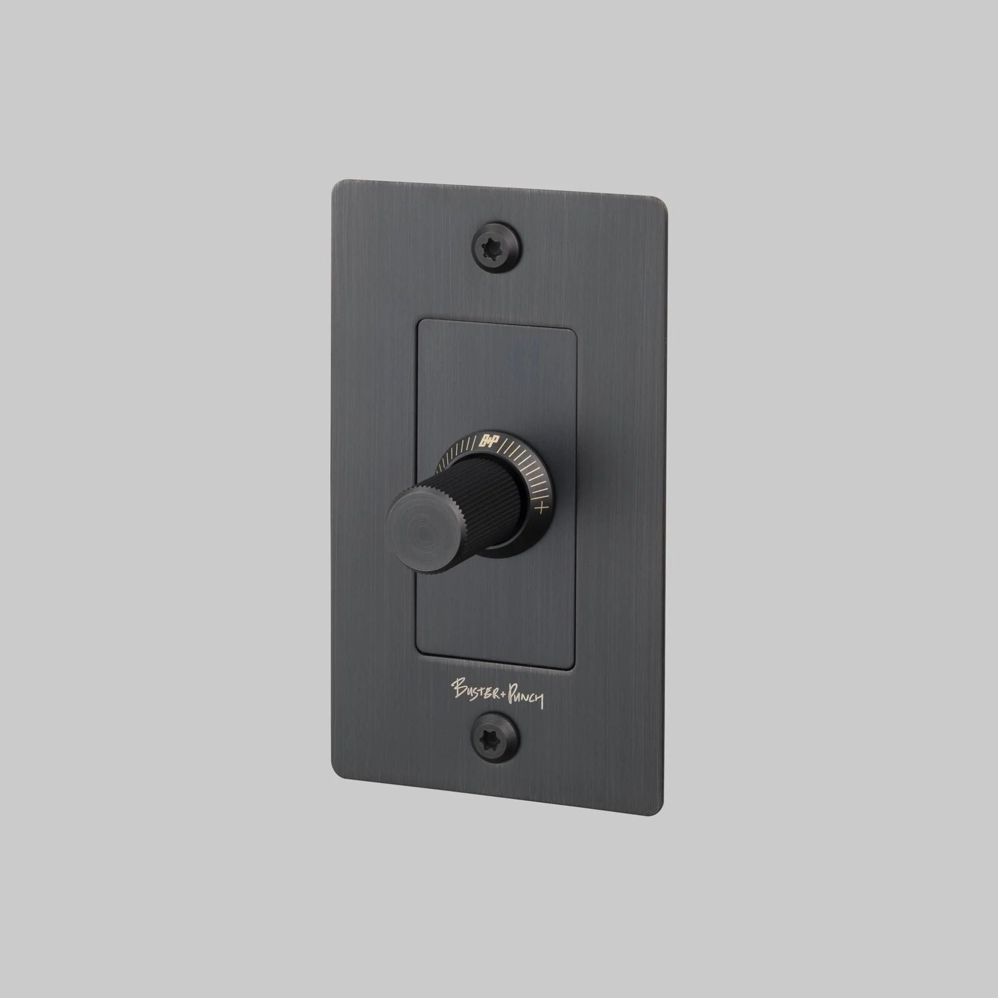 Buster + Punch NDR-454053 Linear 1-Gang LED Dimmer With Logo, 250W, Rotary, Smoked Bronze