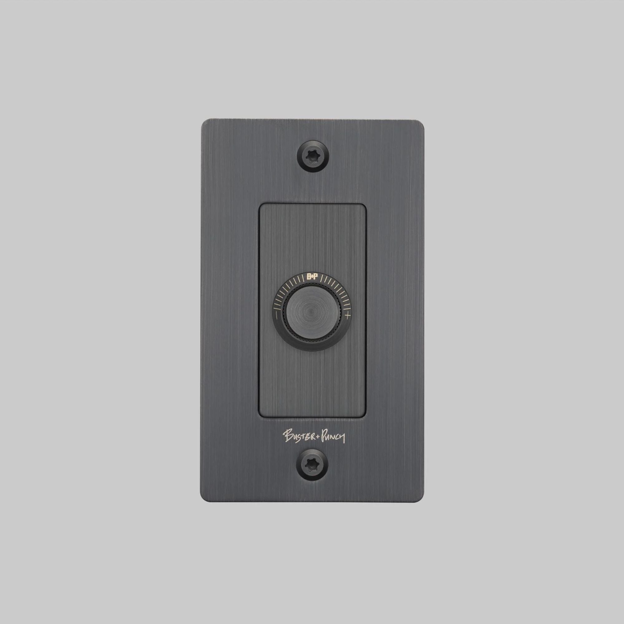 Buster + Punch NDR-454053 Linear 1-Gang LED Dimmer With Logo, 250W, Rotary, Smoked Bronze