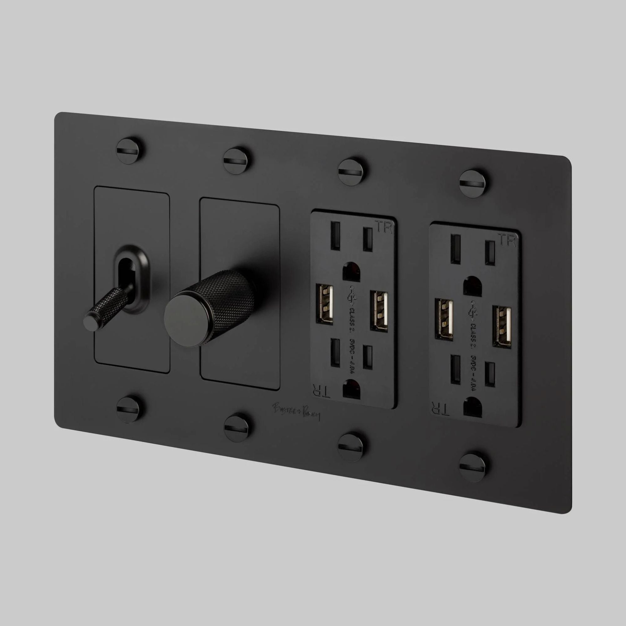 Buster + Punch NPL-023069 4-Gang Metal Wall Plate, Black