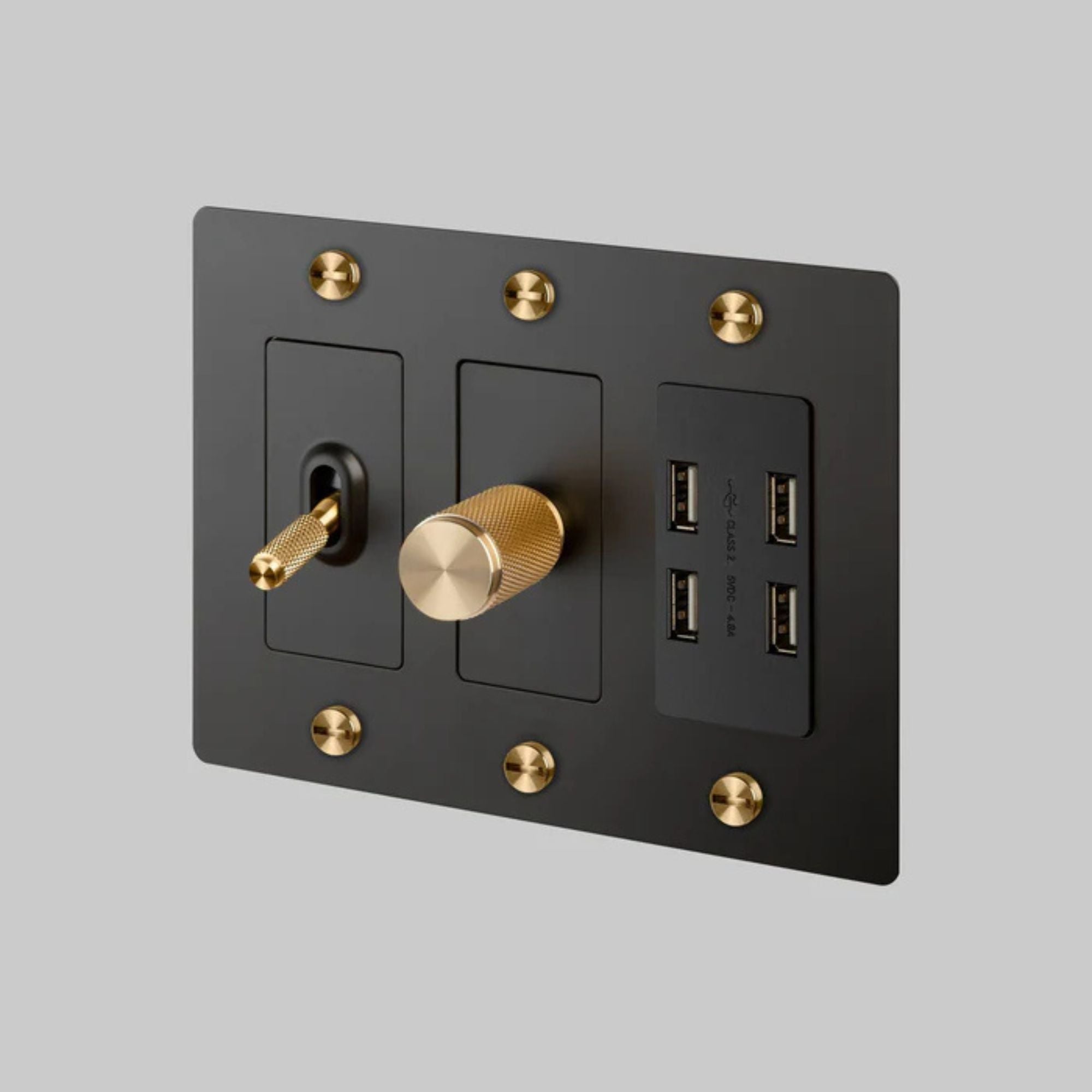 Buster + Punch NPL-023587 Standard 3-Gang Toggle Wall Plate, Black