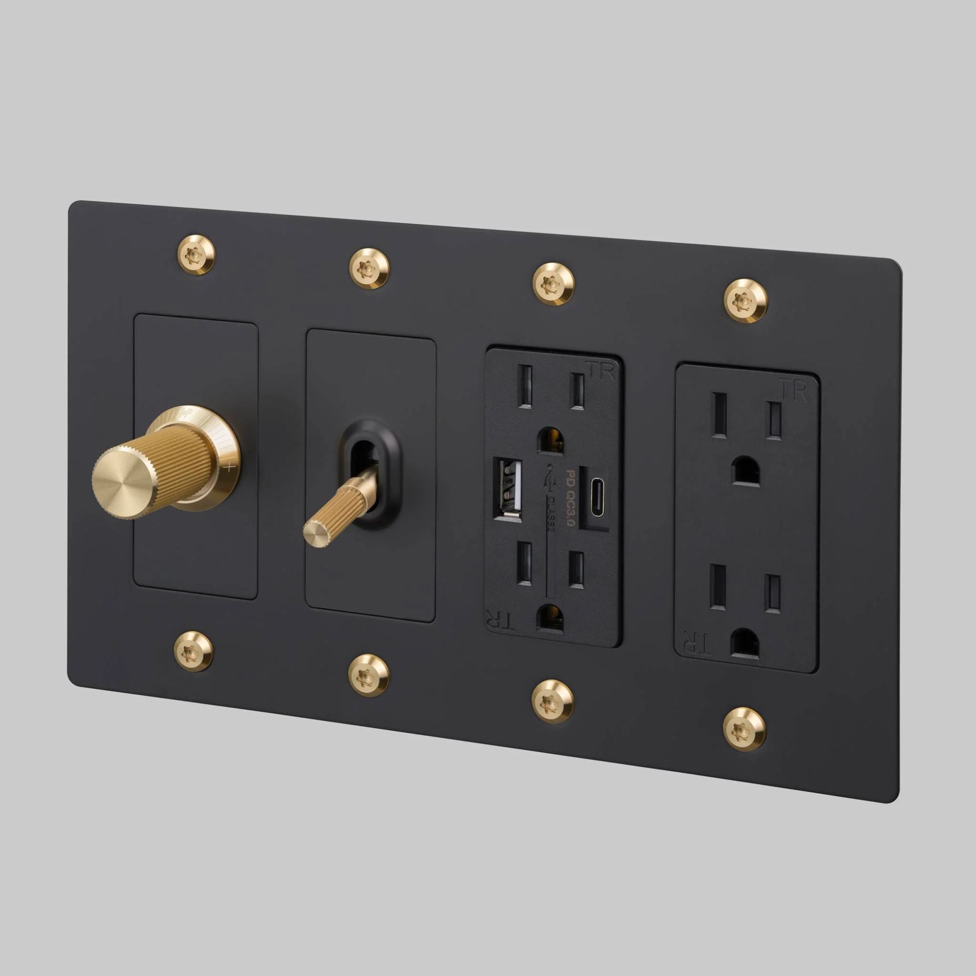 Buster + Punch NPL-023592 Standard 4-Gang Toggle Wall Plate, Black