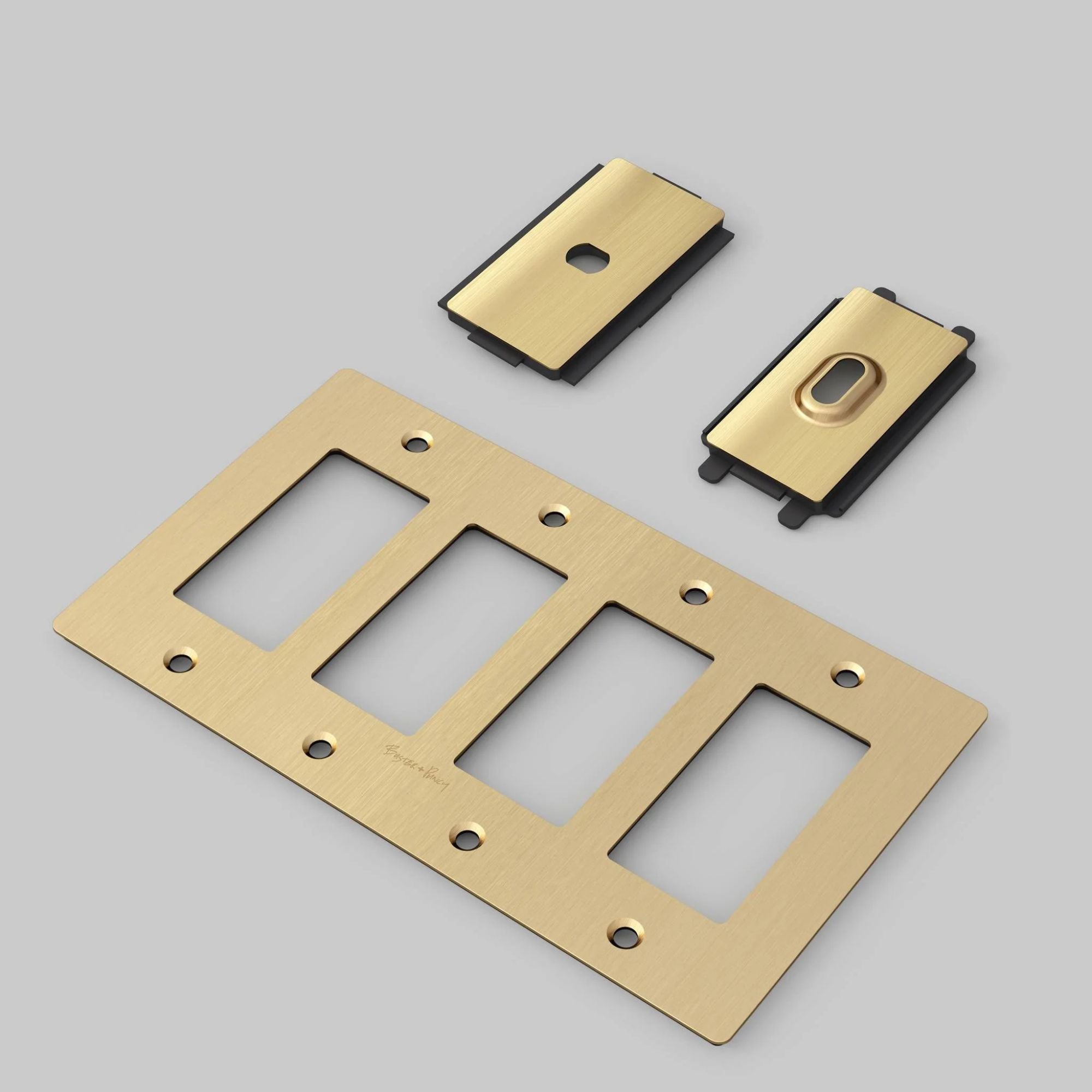 Buster + Punch NPL-05304 4-Gang Toggle Wall Plate, Brass