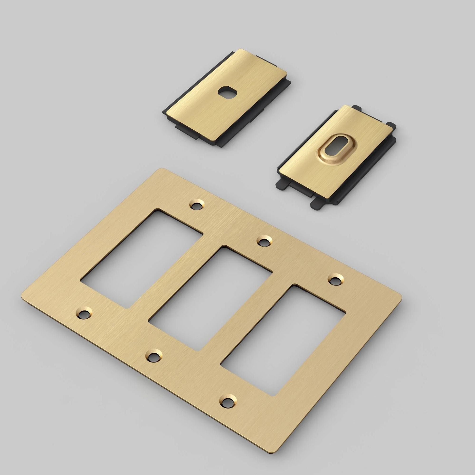 Buster + Punch NPL-053588 Standard 3-Gang Toggle Wall Plate, Brass