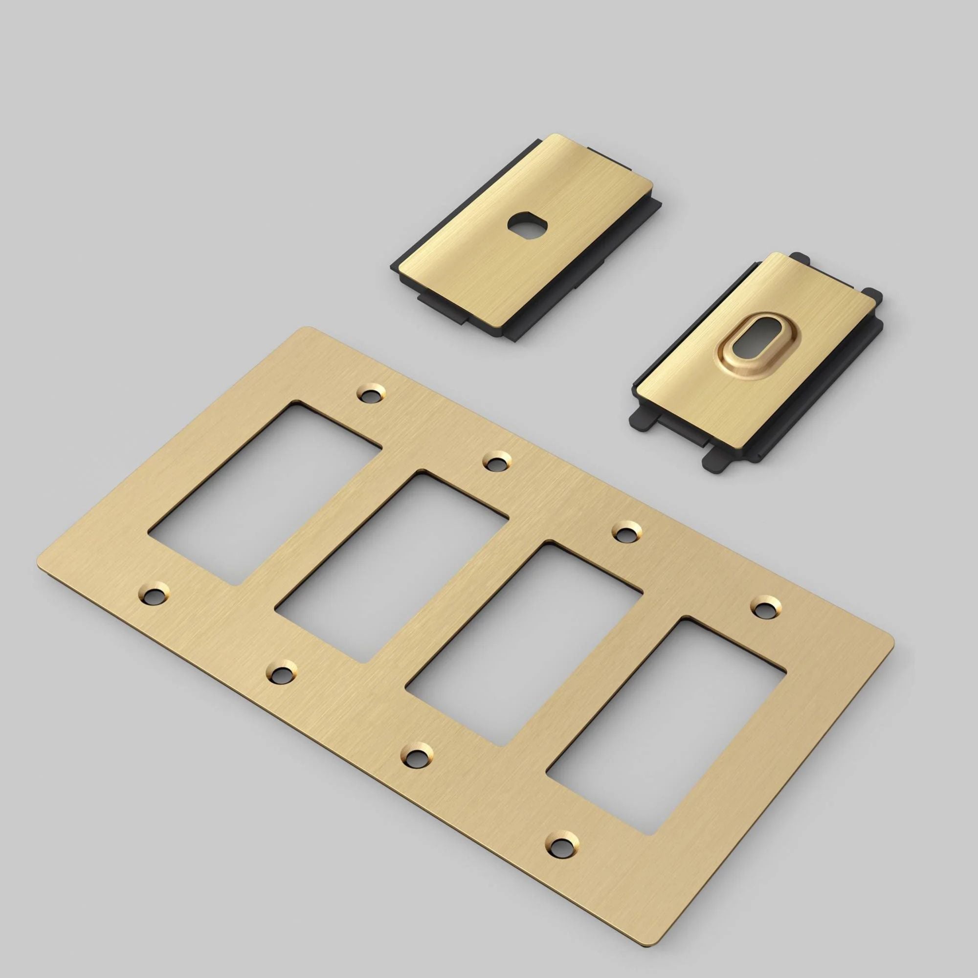 Buster + Punch NPL-053593 Brass 4-Gang Toggle Wall Plate, Standard