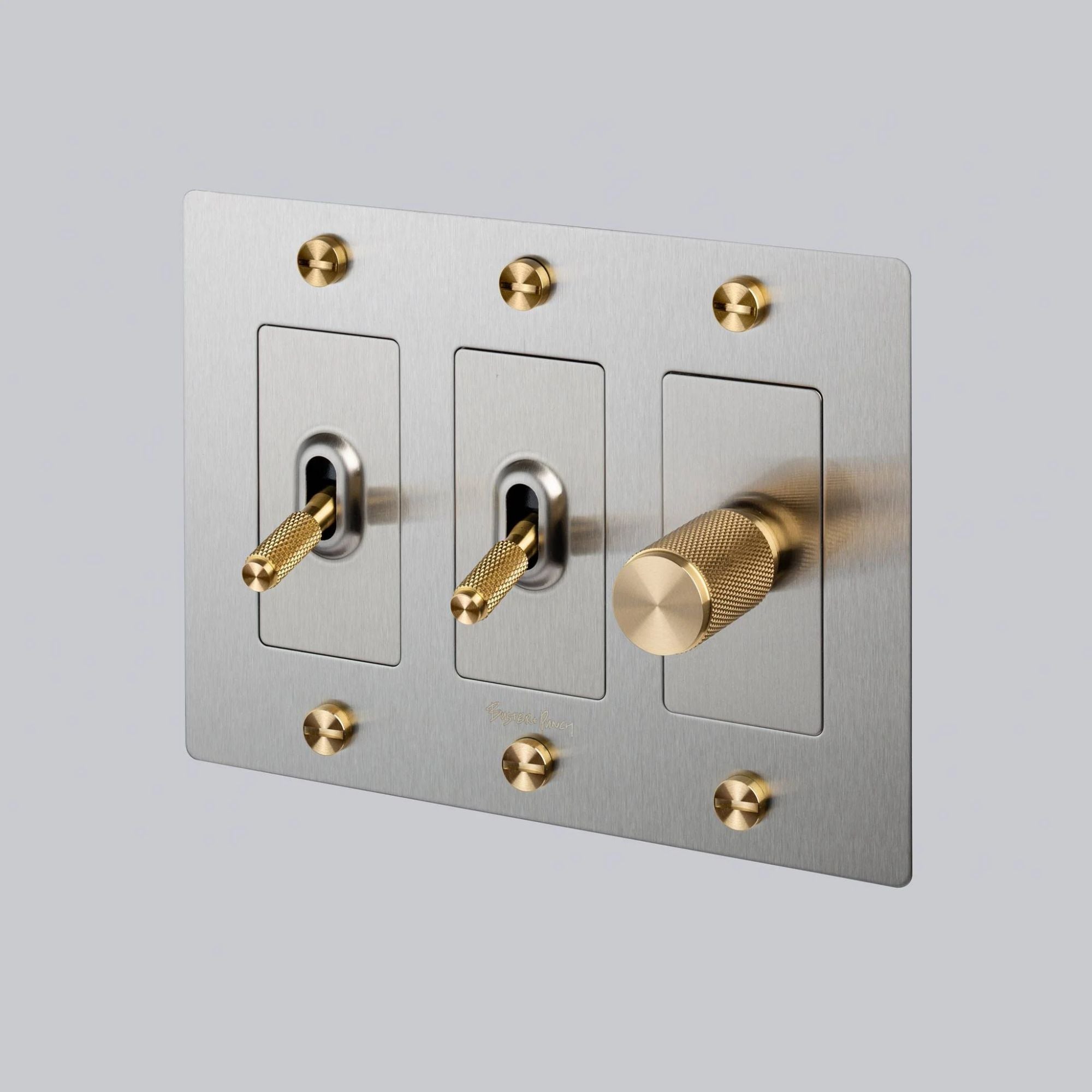 Buster + Punch NPL-07302 Standard 3-Gang Toggle Wall Plate, Steel
