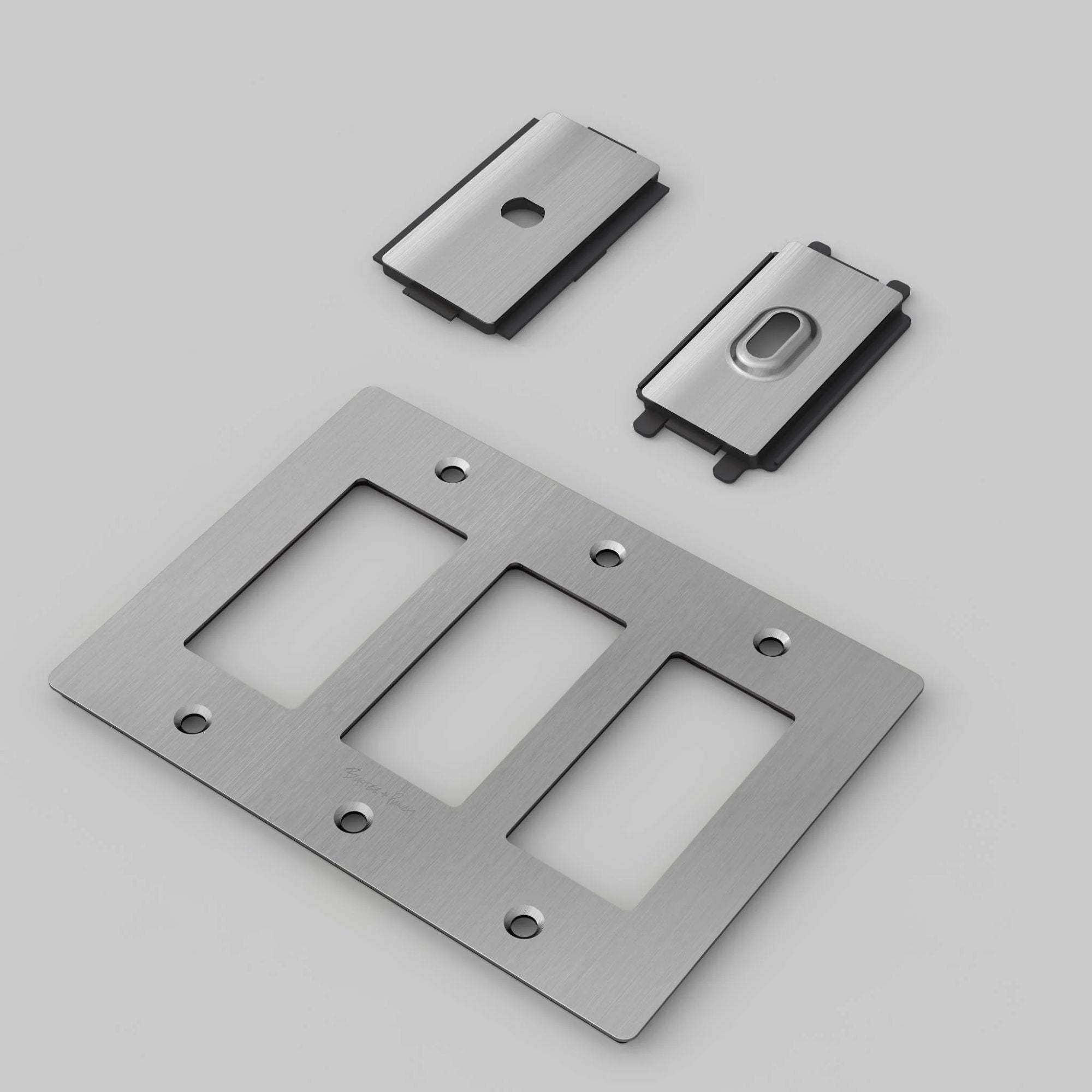 Buster + Punch NPL-07302 Standard 3-Gang Toggle Wall Plate, Steel