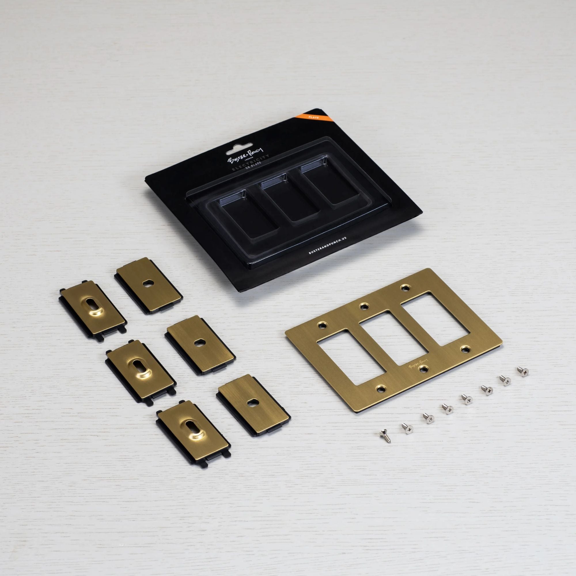 Buster + Punch NPL-07302 Standard 3-Gang Toggle Wall Plate, Steel