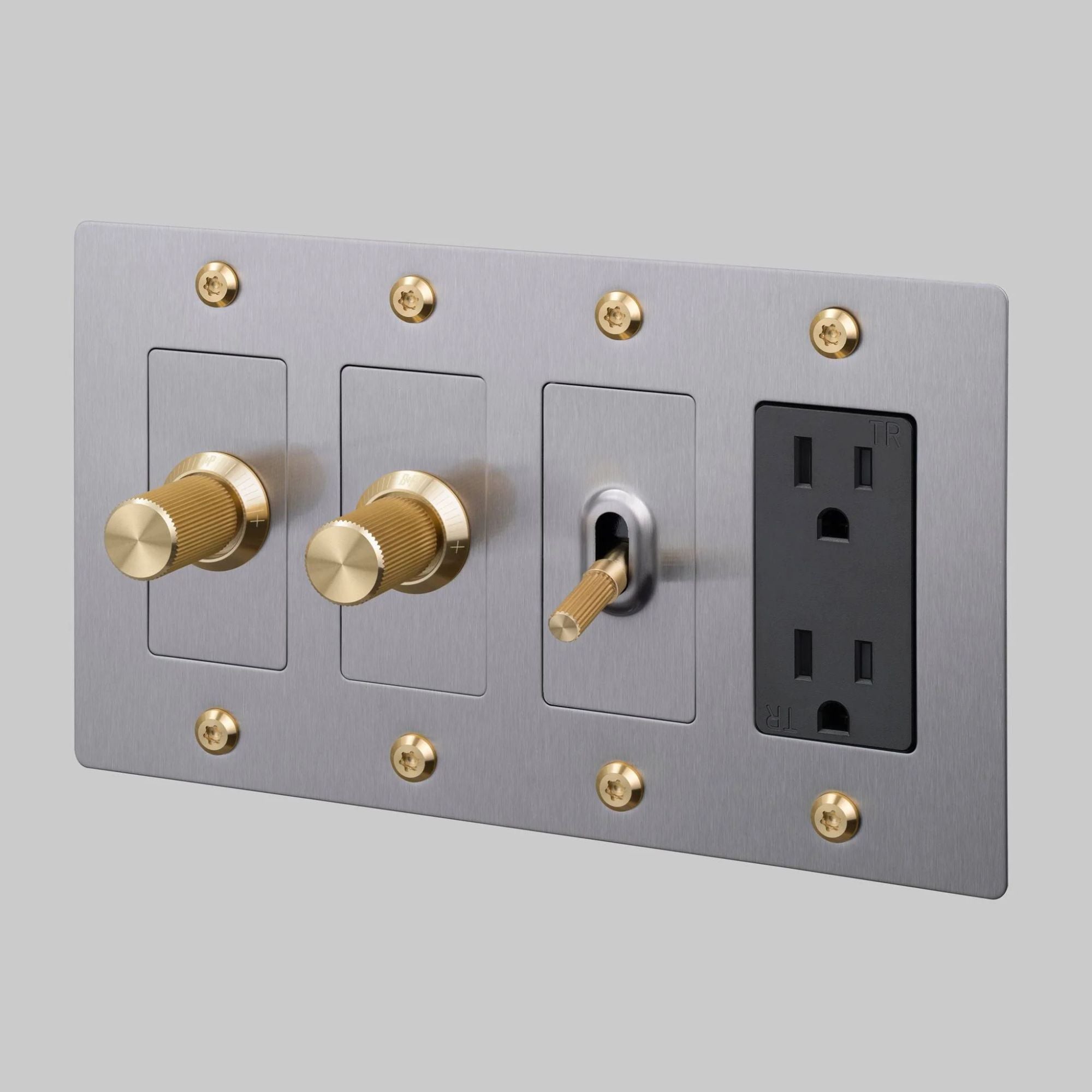 Buster + Punch NPL-07307 Standard 4-Gang Toggle Wall Plate, Steel