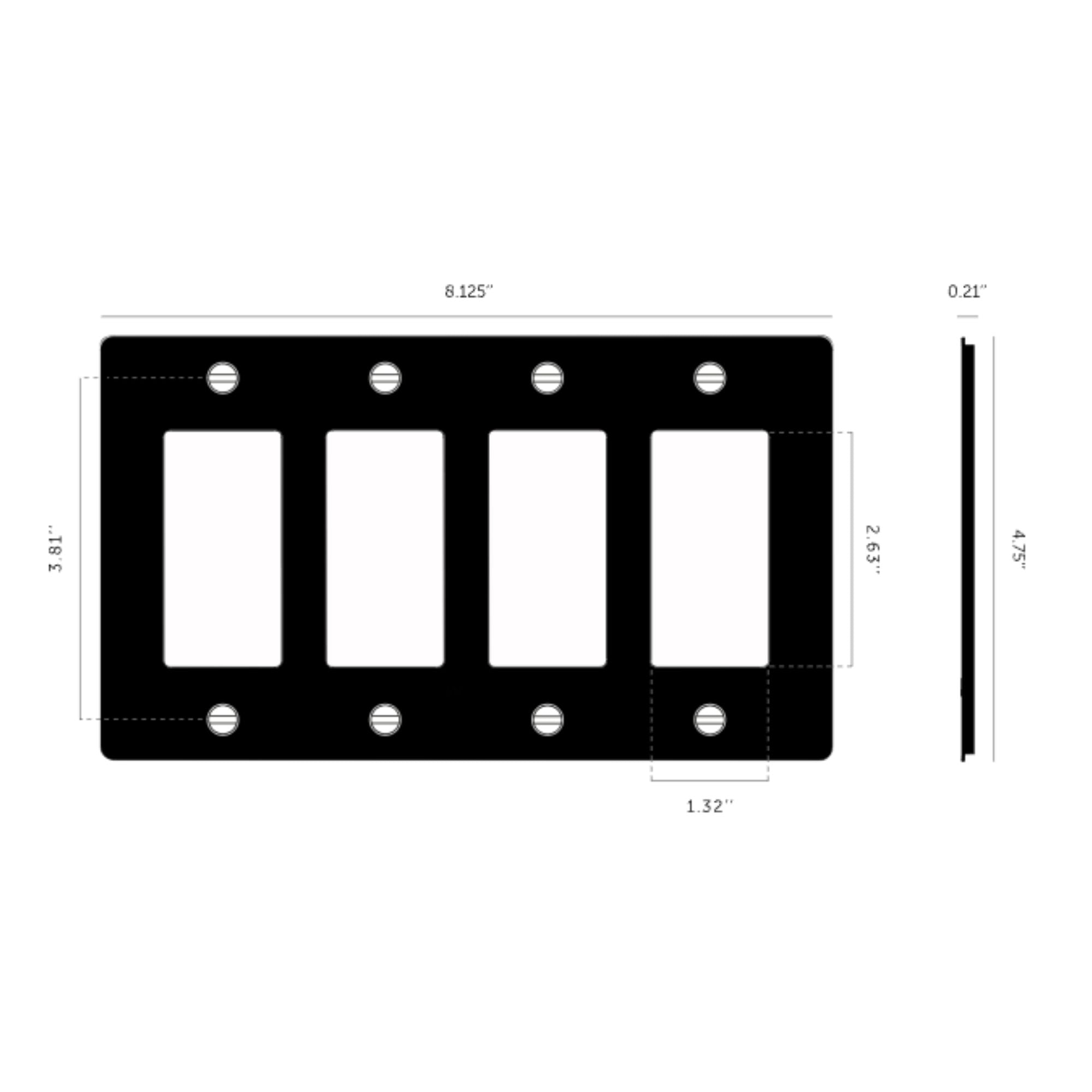 Buster + Punch NPL-07307 Standard 4-Gang Toggle Wall Plate, Steel
