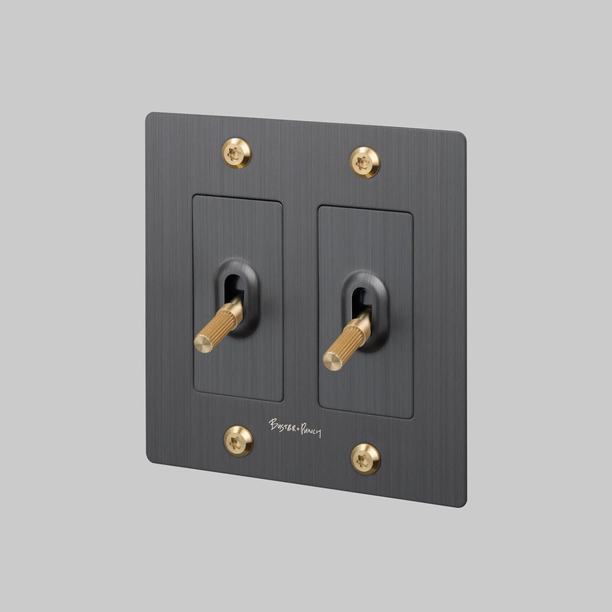 Buster + Punch NPL-09296 Standard 2-Gang Toggle Wall Plate, Smoked Bronze