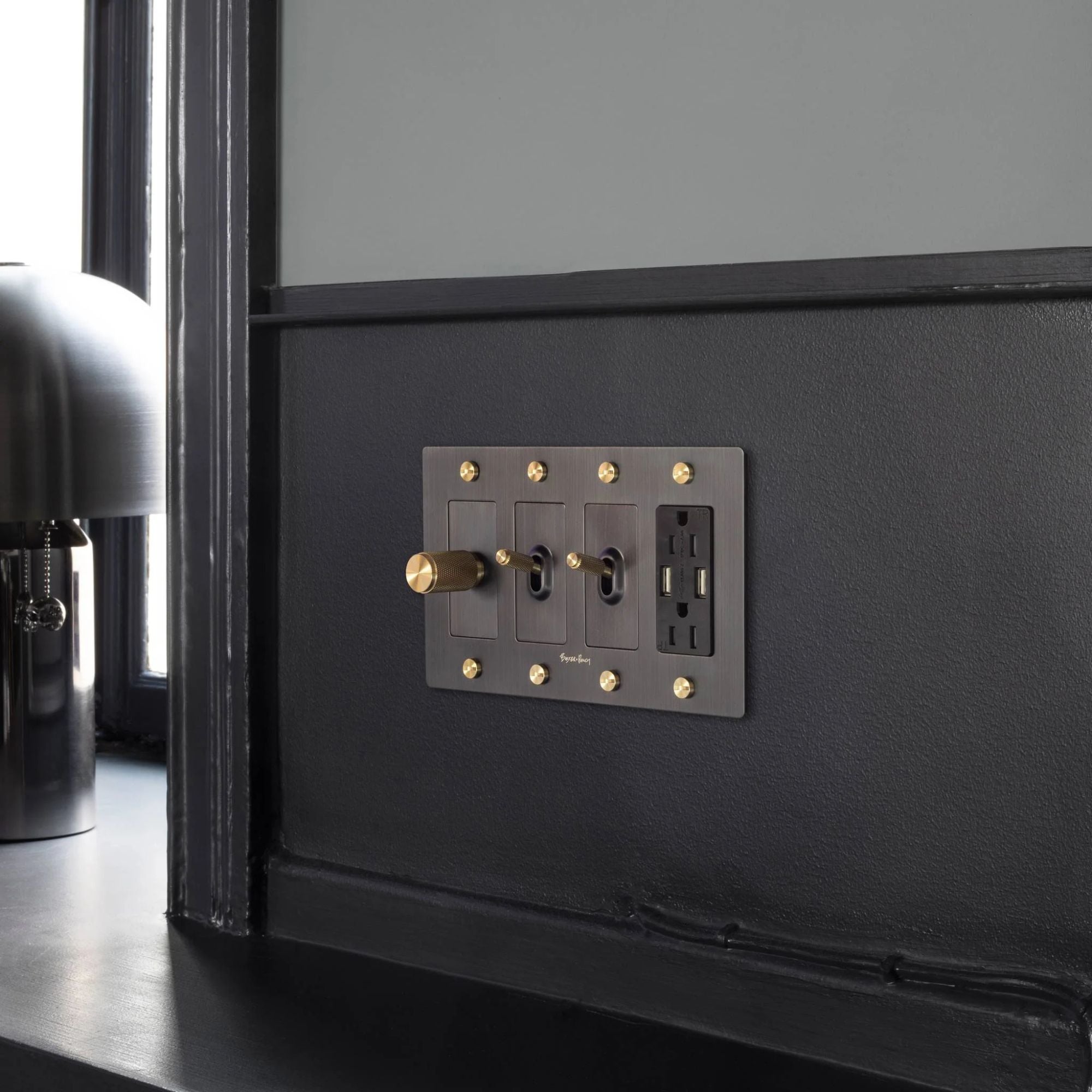 Buster + Punch NPL-09306 4-Gang Toggle/Dimmer Wall Plate, Smoked Bronze
