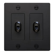 Buster + Punch NTG-023821 Cross 2-Gang Toggle Switch Without Logo, 15A, Single Pole/3-Way, Black