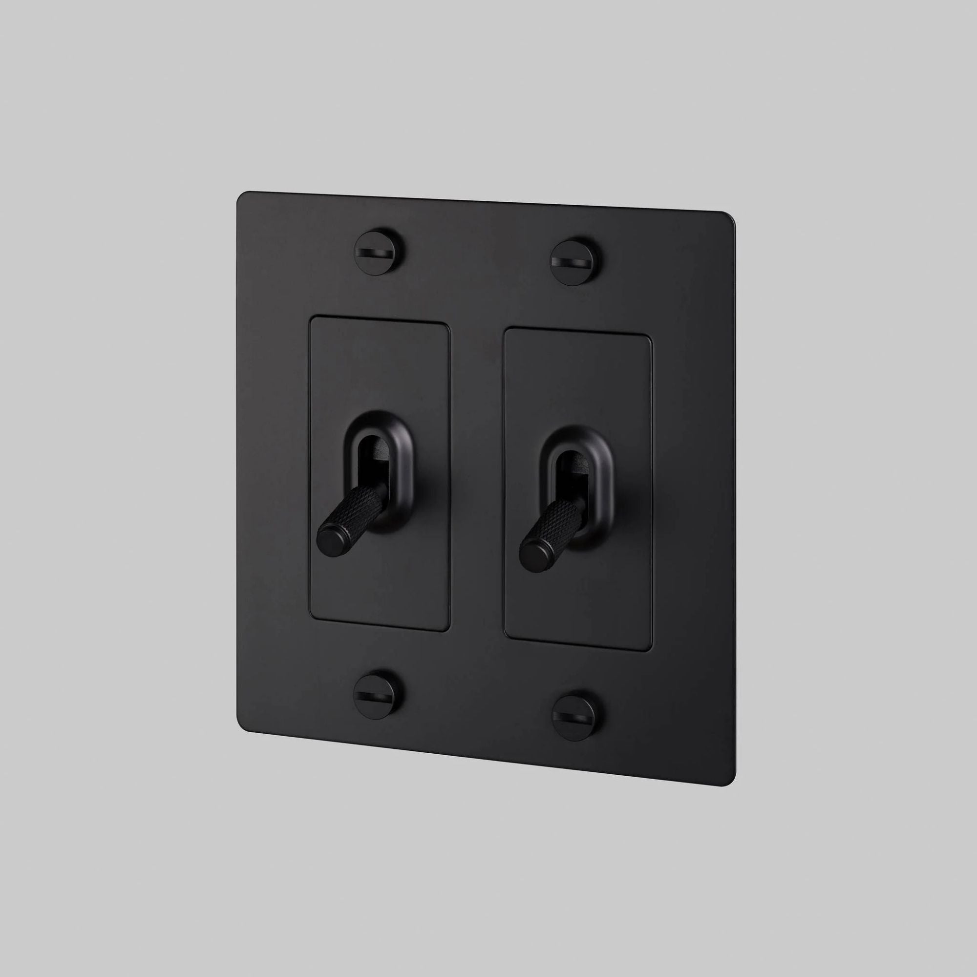 Buster + Punch NTG-023821 Cross 2-Gang Toggle Switch Without Logo, 15A, Single Pole/3-Way, Black