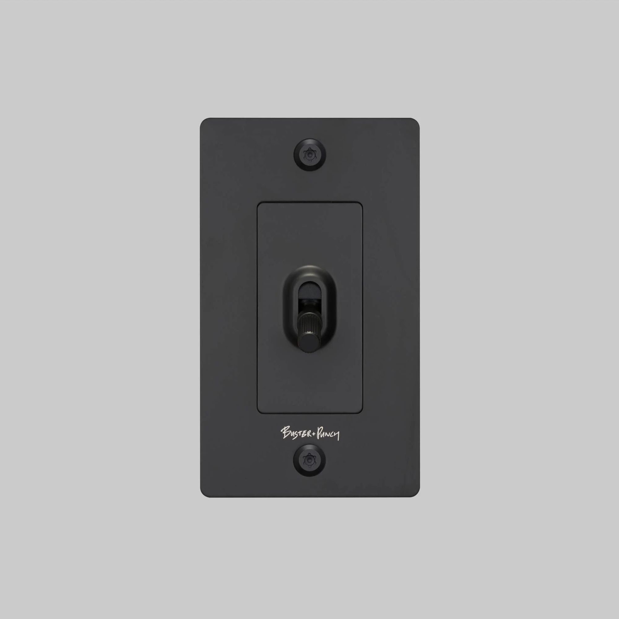 Buster + Punch NTG-024030 Linear 1-Gang Toggle Switch With Logo, 15A, Single Pole/3-Way, Black