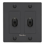 Buster + Punch NTG-024040 Linear 2-Gang Toggle Switch With Logo, 15A, Single Pole/3-Way, Black