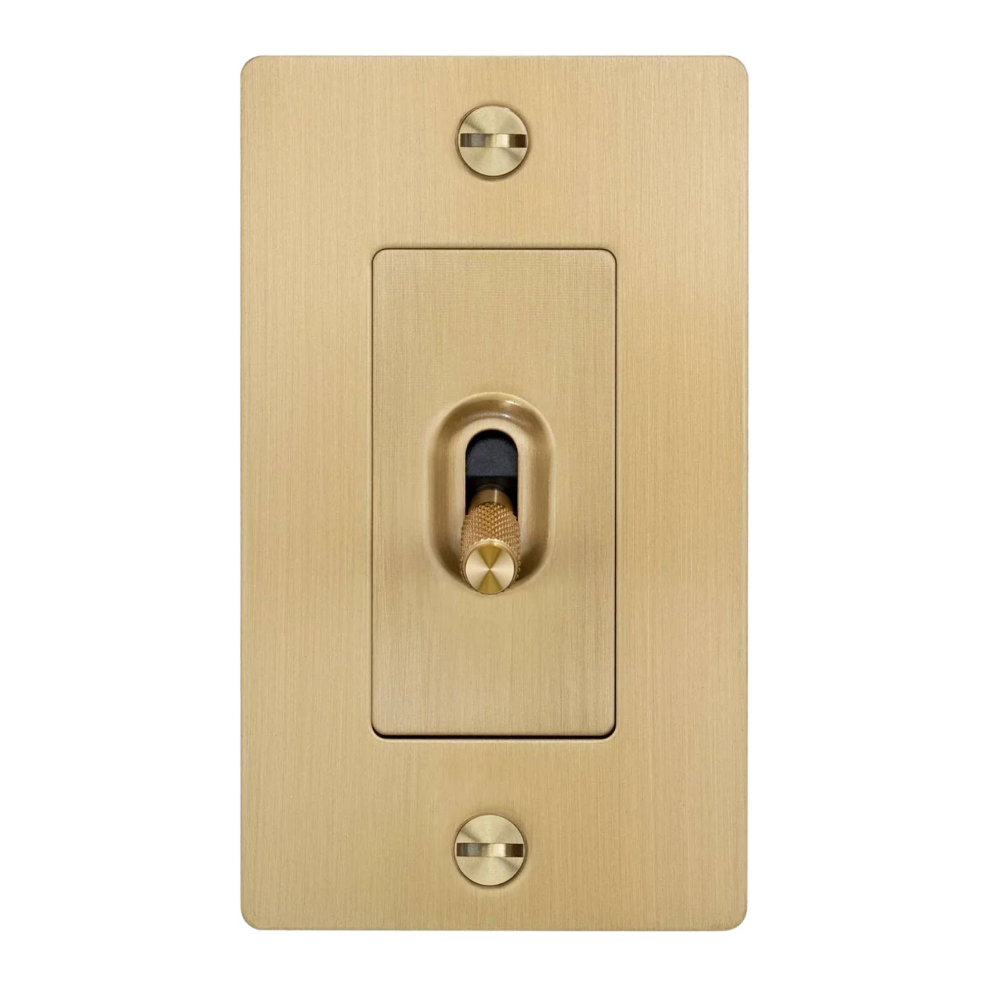Buster + Punch NTG-053817 Cross 1-Gang Toggle Switch Without Logo, 15A, Single Pole/3-Way, Brass