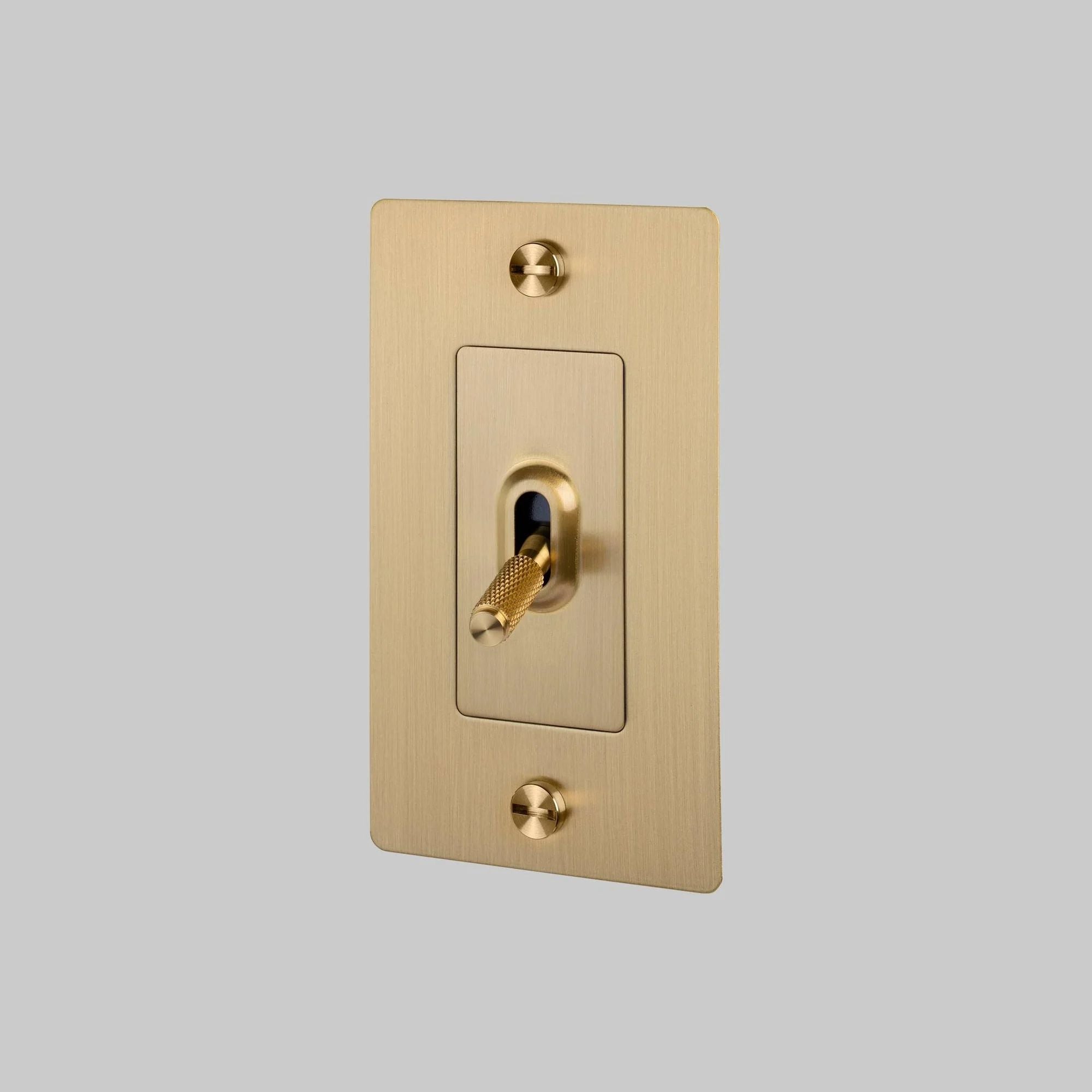 Buster + Punch NTG-053817 Cross 1-Gang Toggle Switch Without Logo, 15A, Single Pole/3-Way, Brass