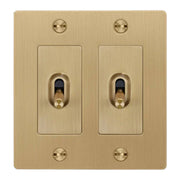 Buster + Punch NTG-053822 Cross 2-Gang Toggle Switch Without Logo, 15A, Single-Pole/3-Way, Brass