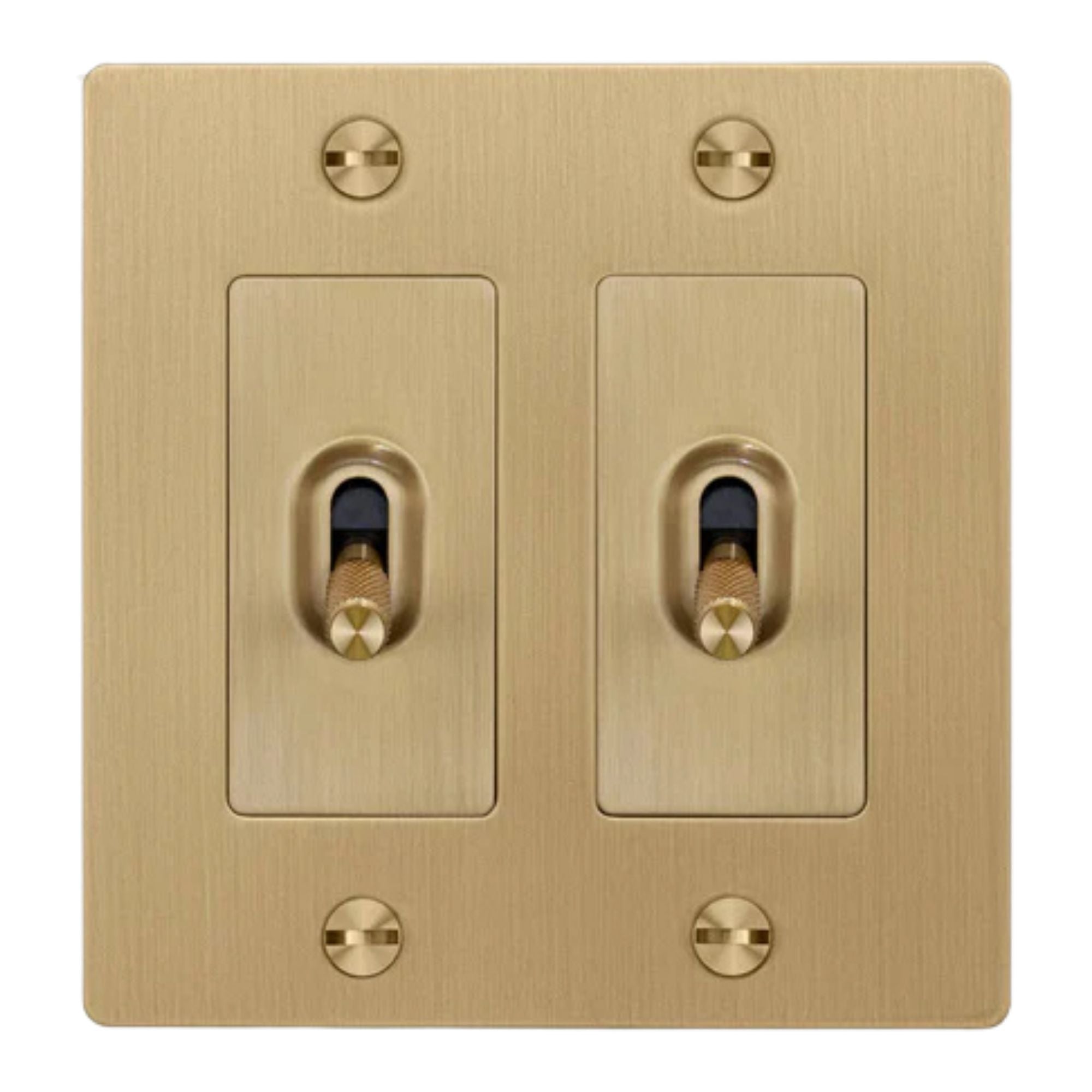 Buster + Punch NTG-053822 Cross 2-Gang Toggle Switch Without Logo, 15A, Single-Pole/3-Way, Brass