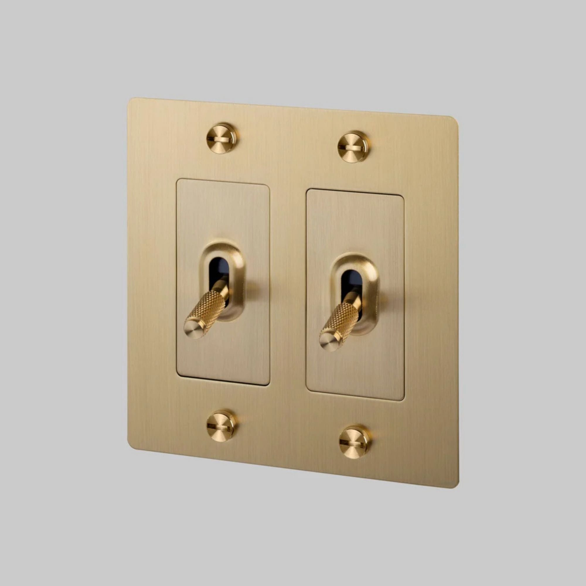 Buster + Punch NTG-053822 Cross 2-Gang Toggle Switch Without Logo, 15A, Single-Pole/3-Way, Brass