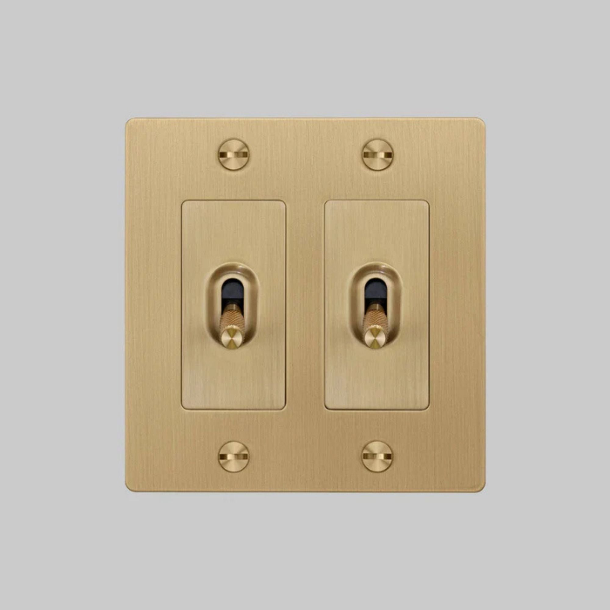 Buster + Punch NTG-053822 Cross 2-Gang Toggle Switch Without Logo, 15A, Single-Pole/3-Way, Brass