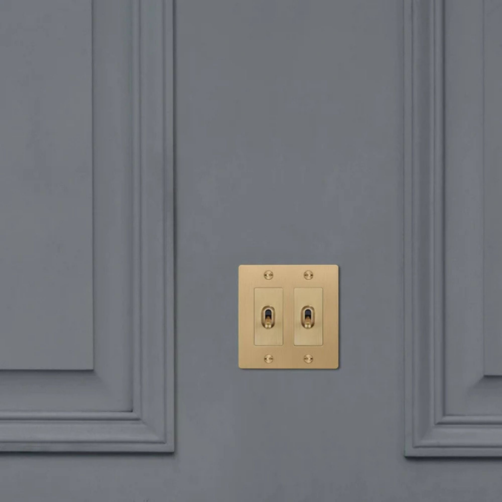 Buster + Punch NTG-053822 Cross 2-Gang Toggle Switch Without Logo, 15A, Single-Pole/3-Way, Brass
