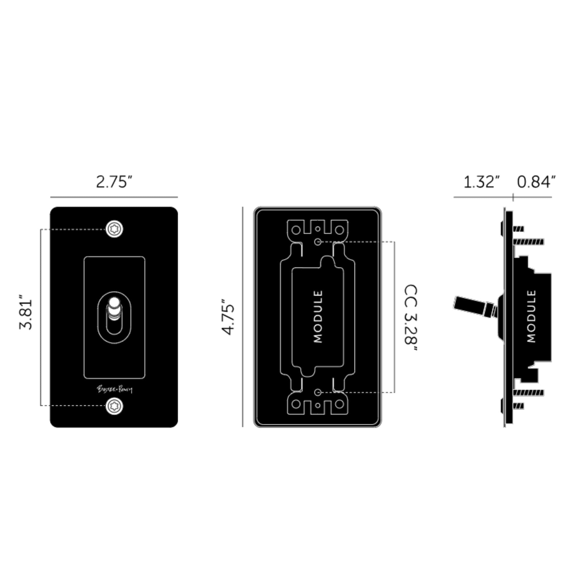 Buster + Punch NTG-054031 Linear 1-Gang Toggle Switch With Logo, 15A, Single Pole/3-Way, Brass