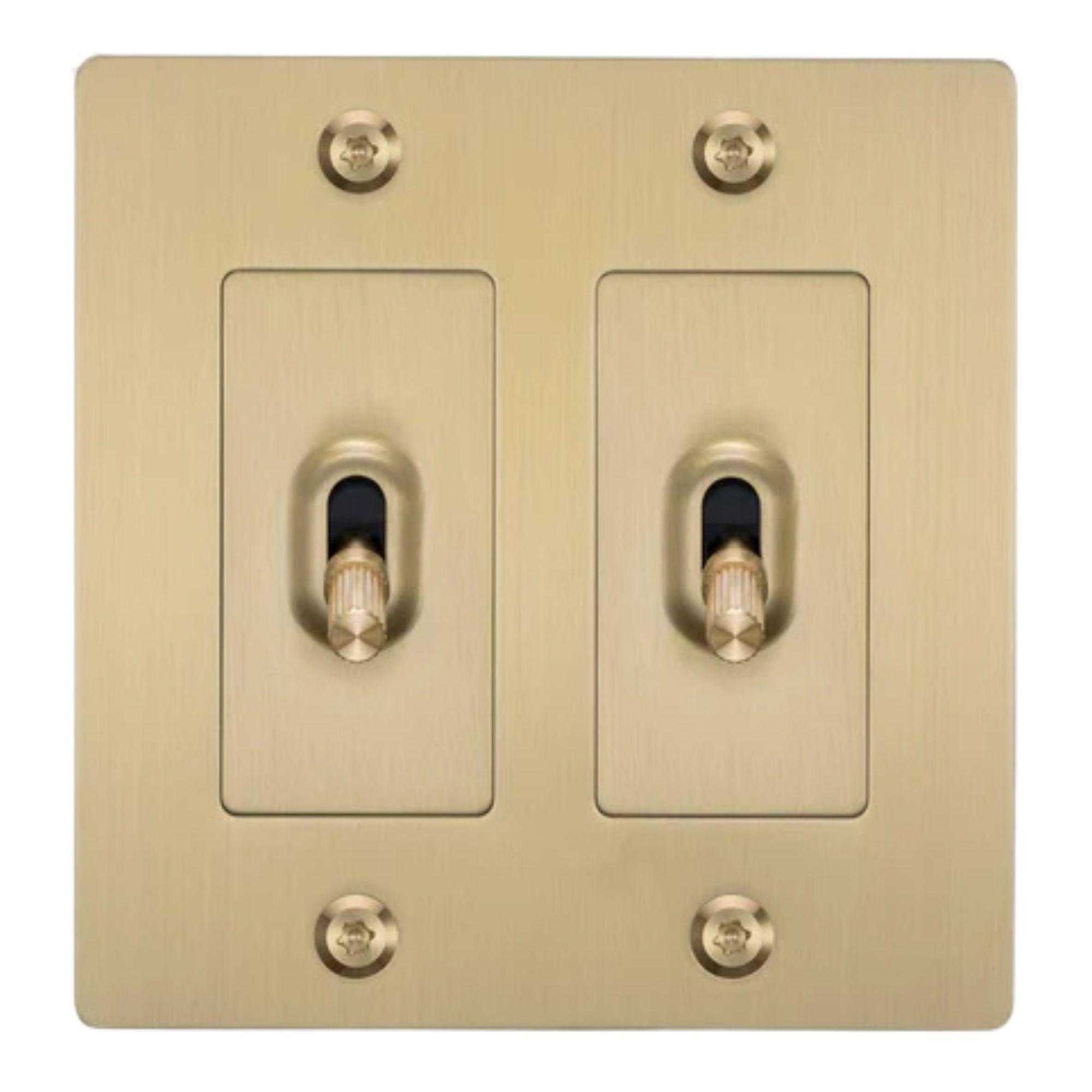 Buster + Punch NTG-054047 Linear 2-Gang Toggle Switch Without Logo, 15A, Single Pole/3-Way, Brass