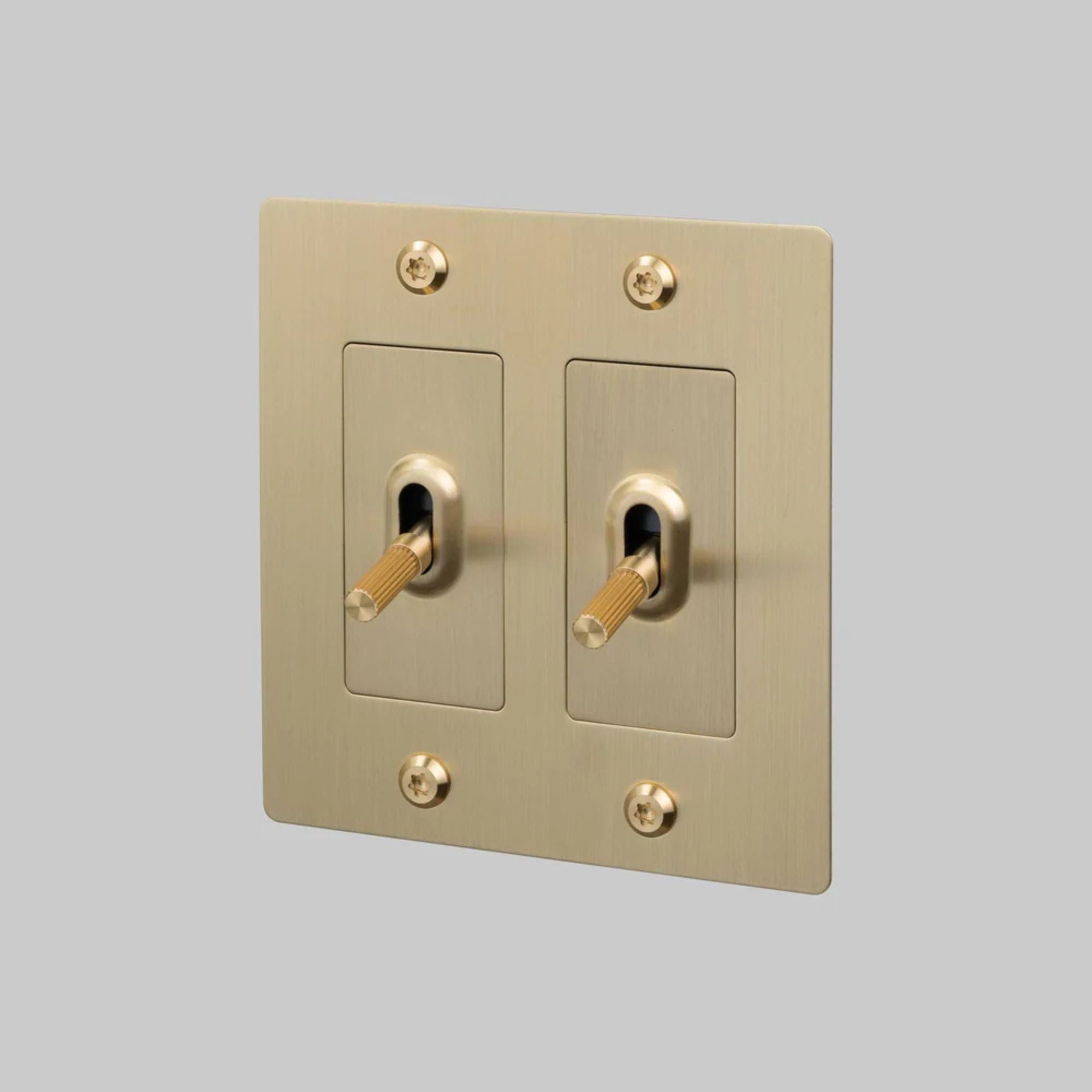 Buster + Punch NTG-054047 Linear 2-Gang Toggle Switch Without Logo, 15A, Single Pole/3-Way, Brass